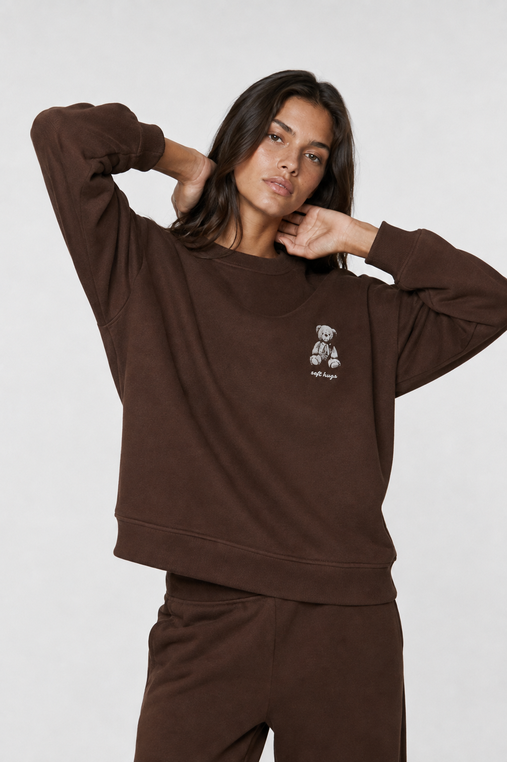 Felpa girocollo oversize|Colore:Cioccolato