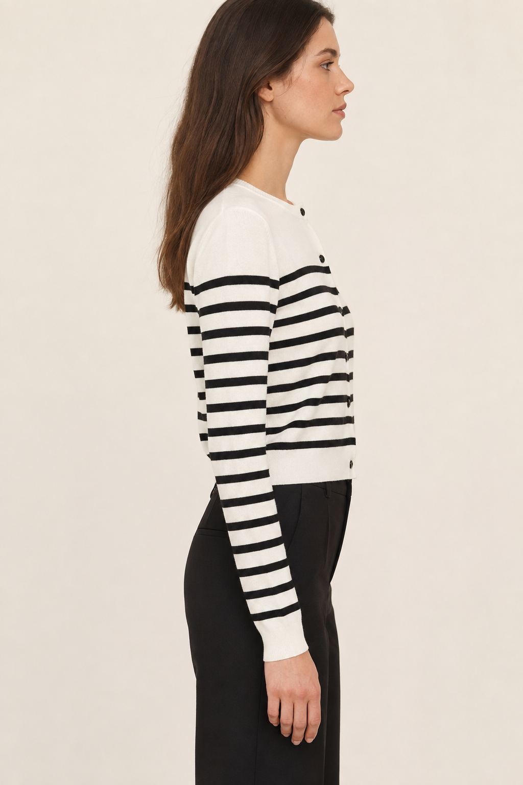 Cardigan in maglia fine|Colore:Blu navy/latte