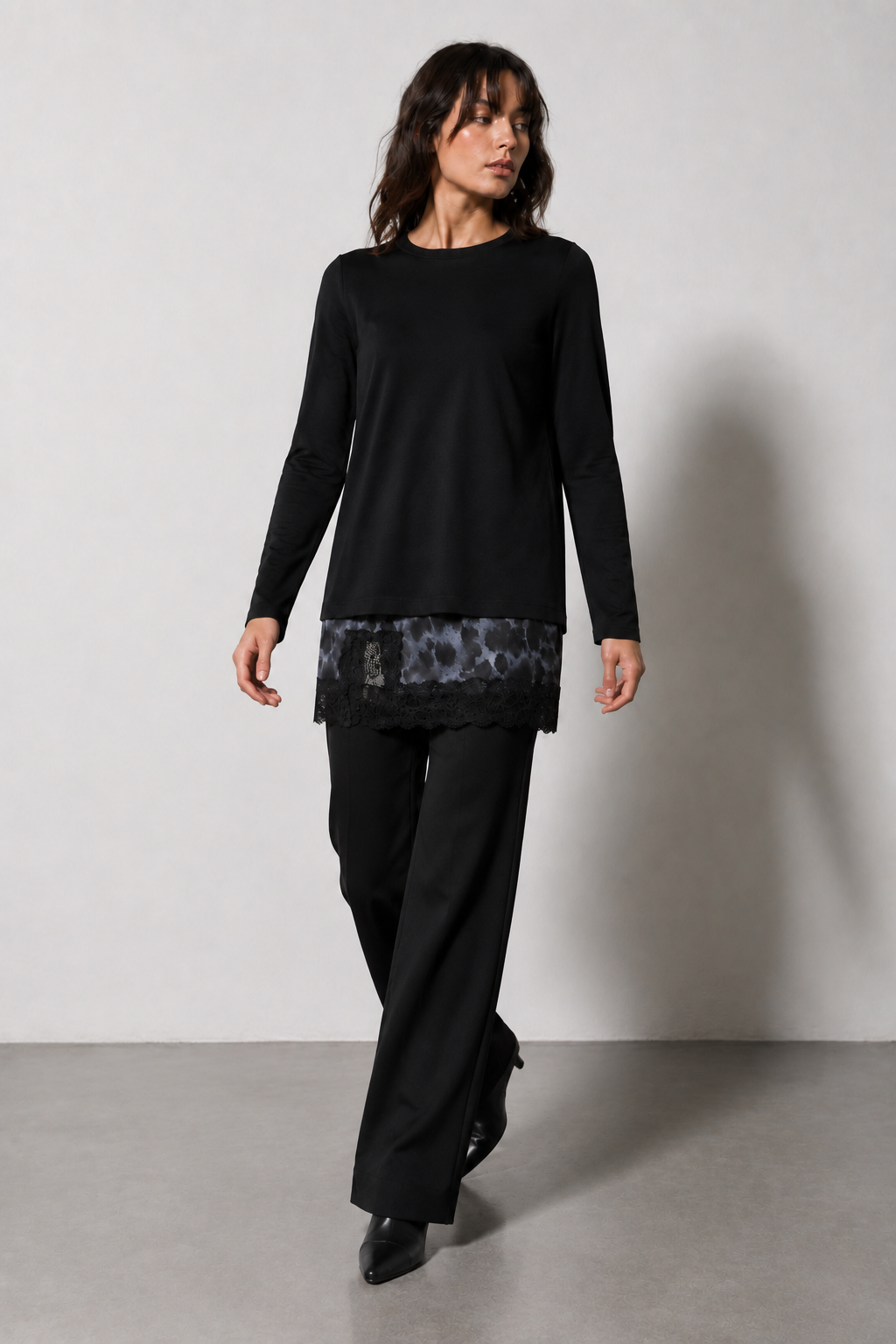 mini gonna animalier con pizzo|Colore:Maculato grigio