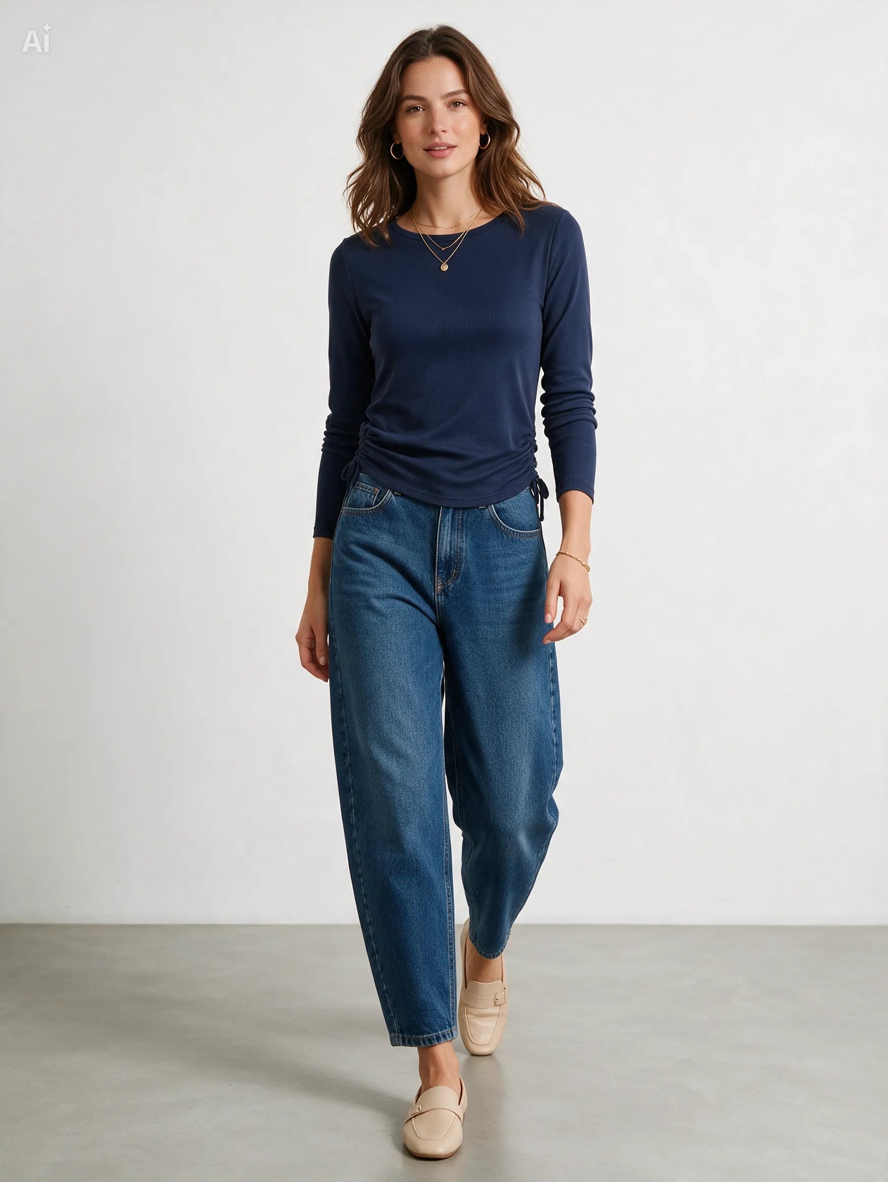 Maglia a maniche lunghe|Colore:Blu