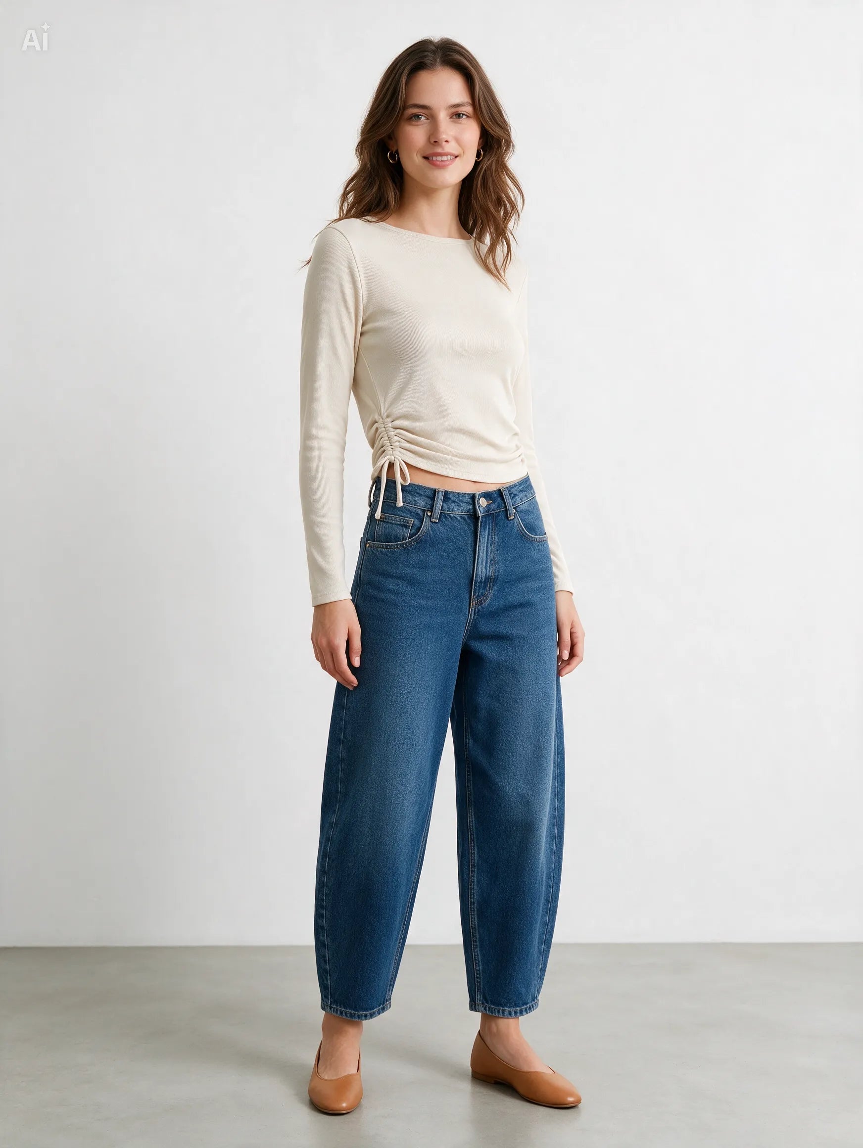 Maglia a maniche lunghe|Colore:Beige