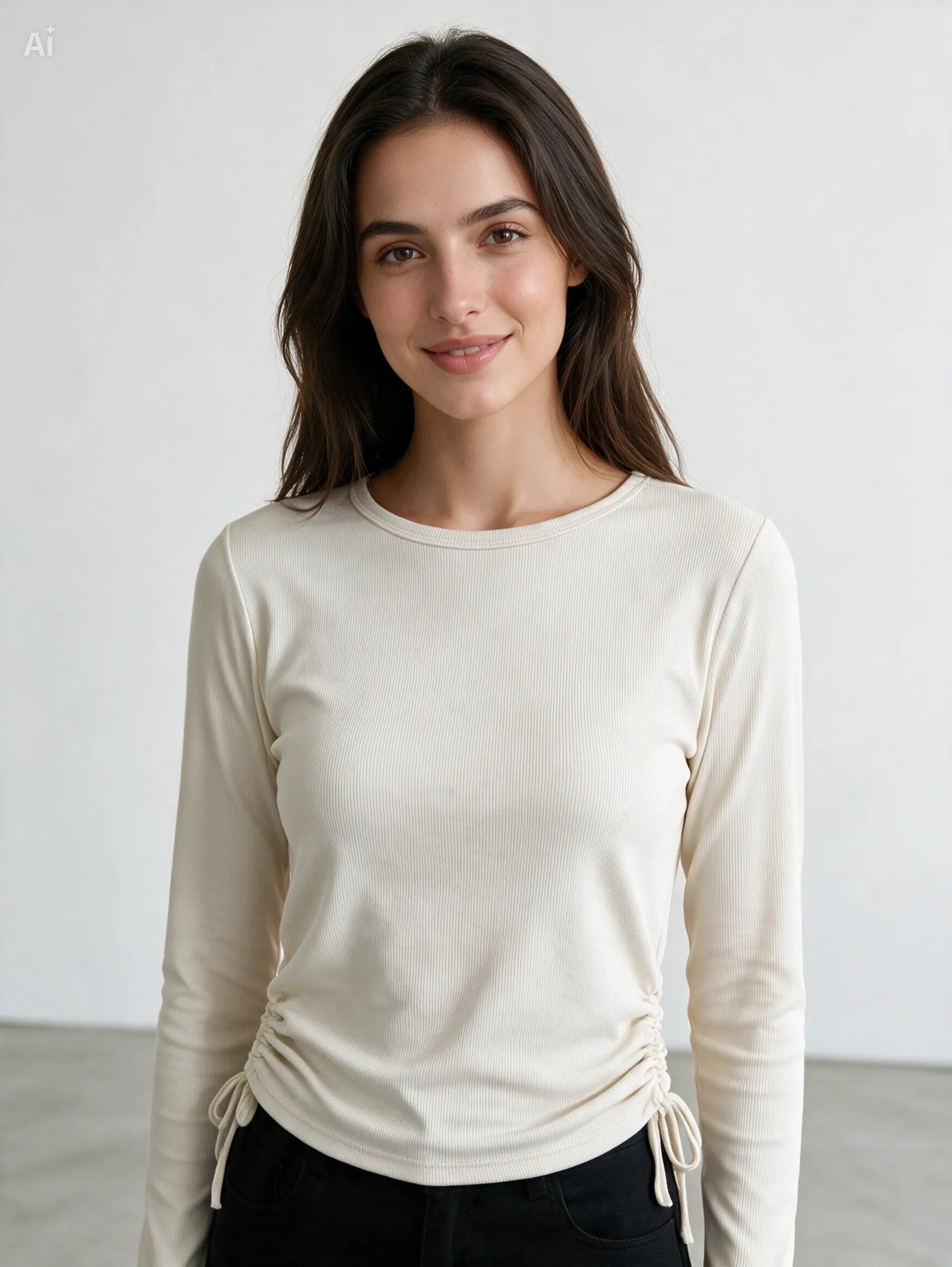 Maglia a maniche lunghe|Colore:Beige
