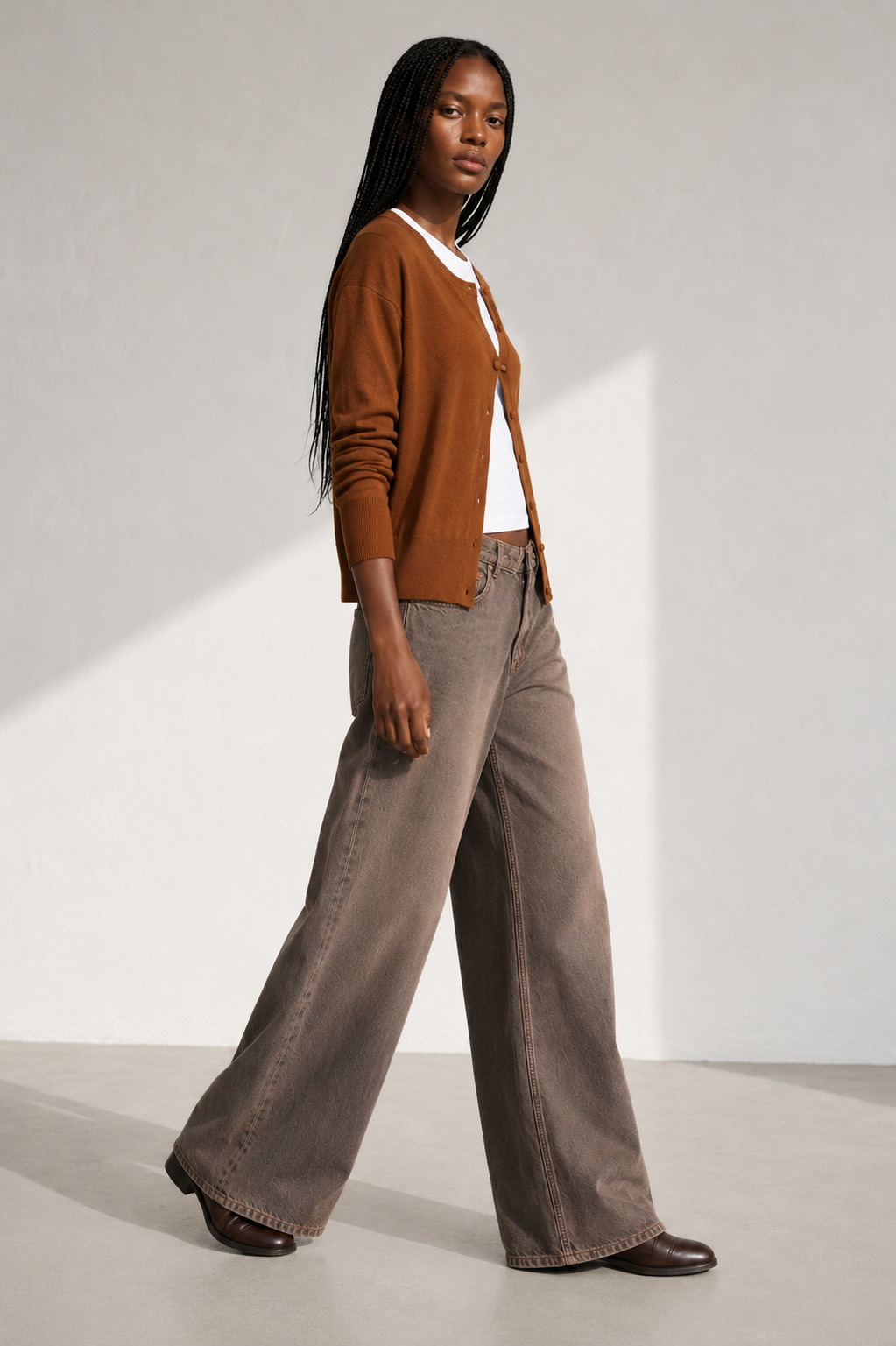 Cardigan Roma girocollo|Colore:Toffee