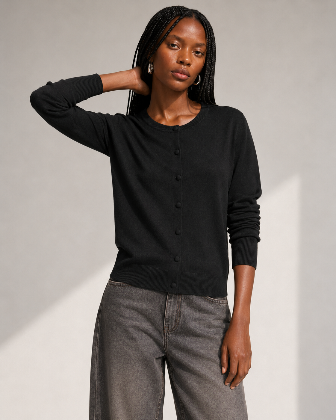 Cardigan Roma girocollo|Colore:Nero
