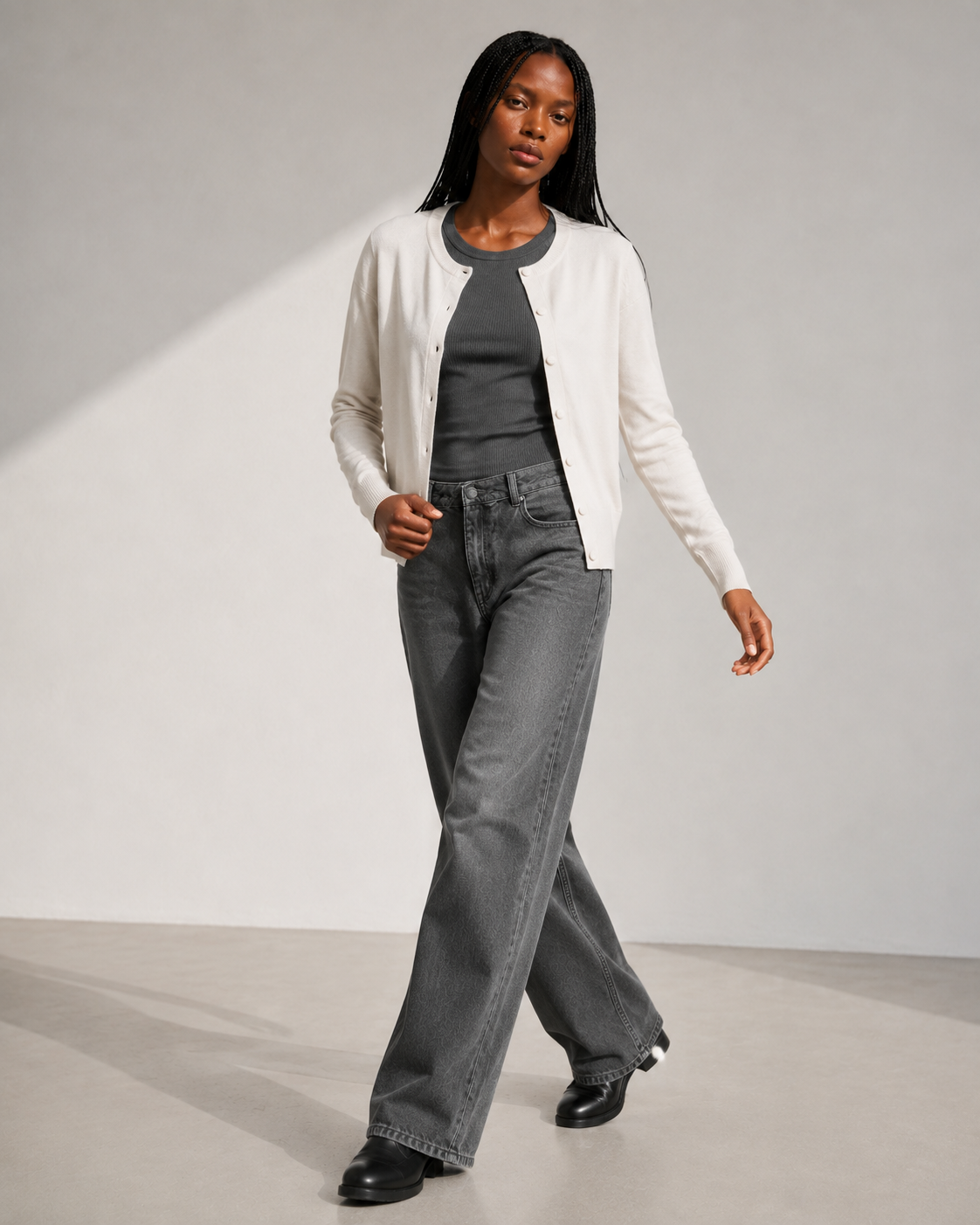 Cardigan Roma girocollo|Colore:Latte