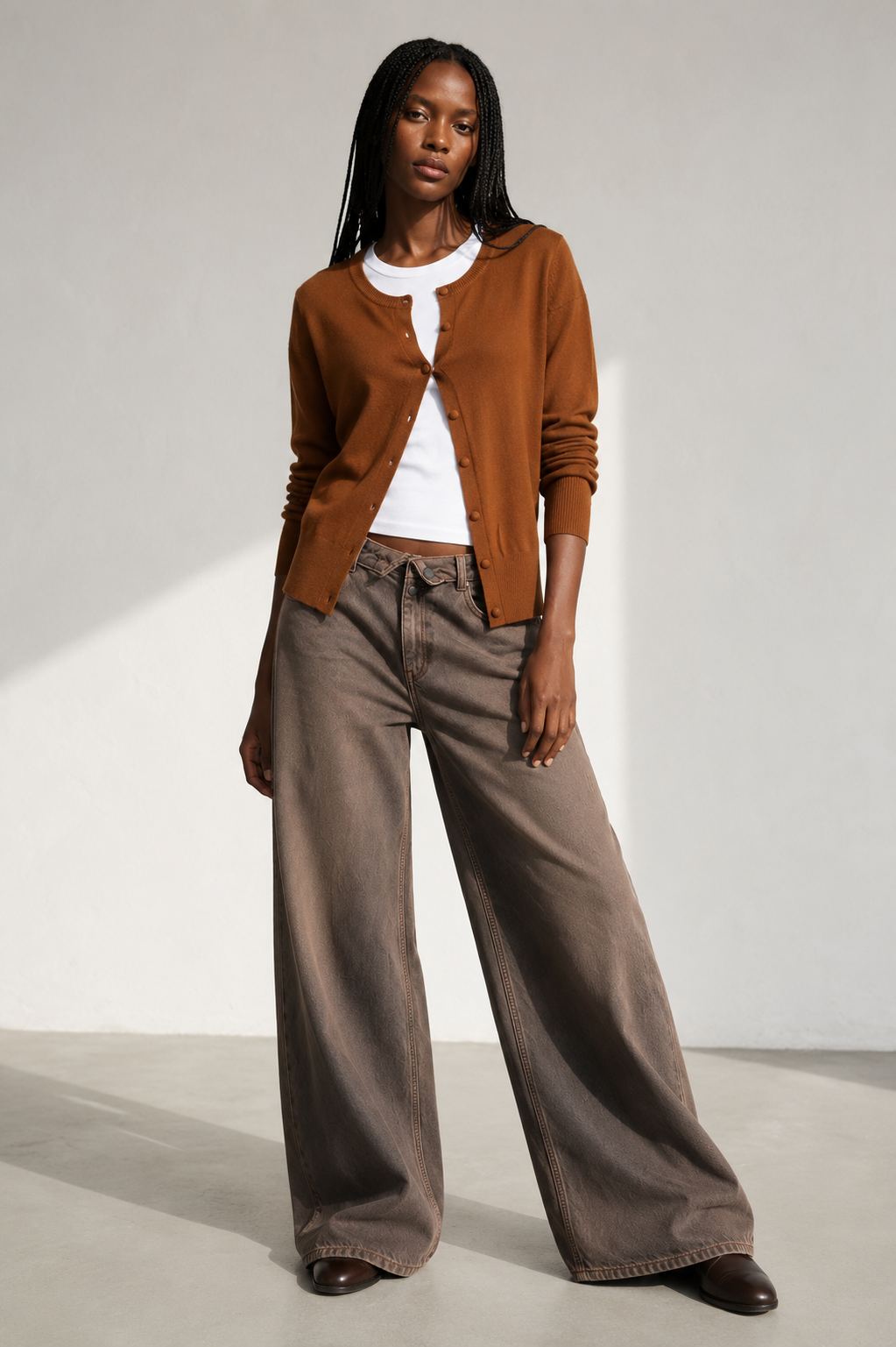 Cardigan Roma girocollo|Colore:Toffee