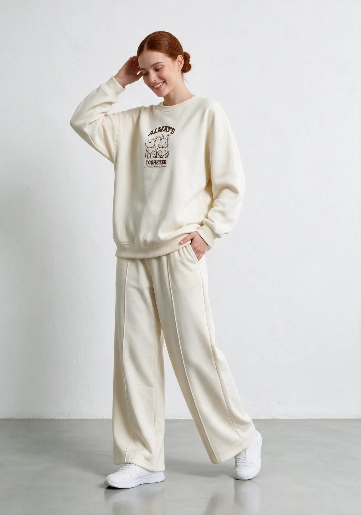 Felpa girocollo oversize|Colore:Avorio