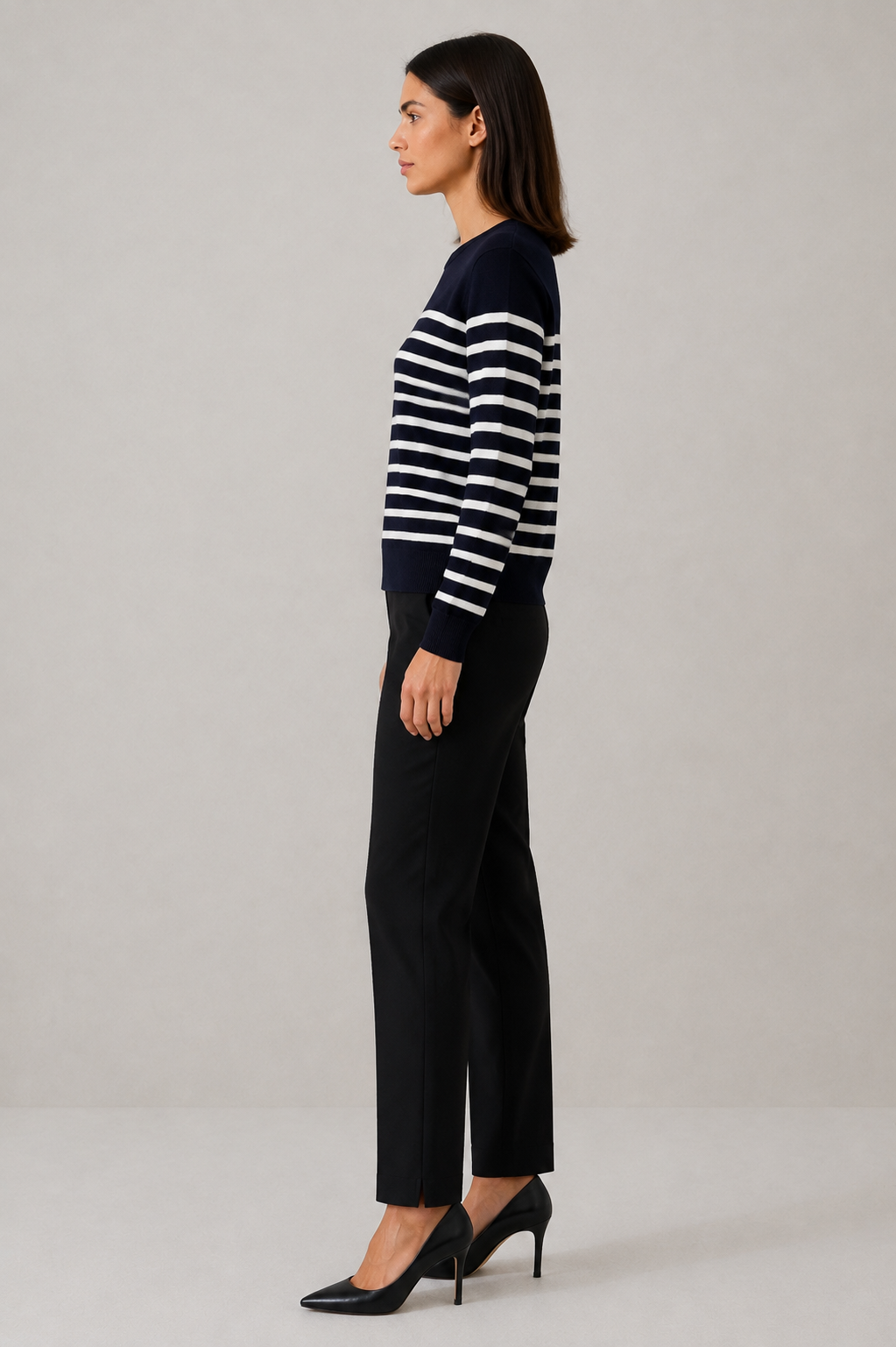 Maglia Paris girocollo a righe|Colore:Blu navy/latte