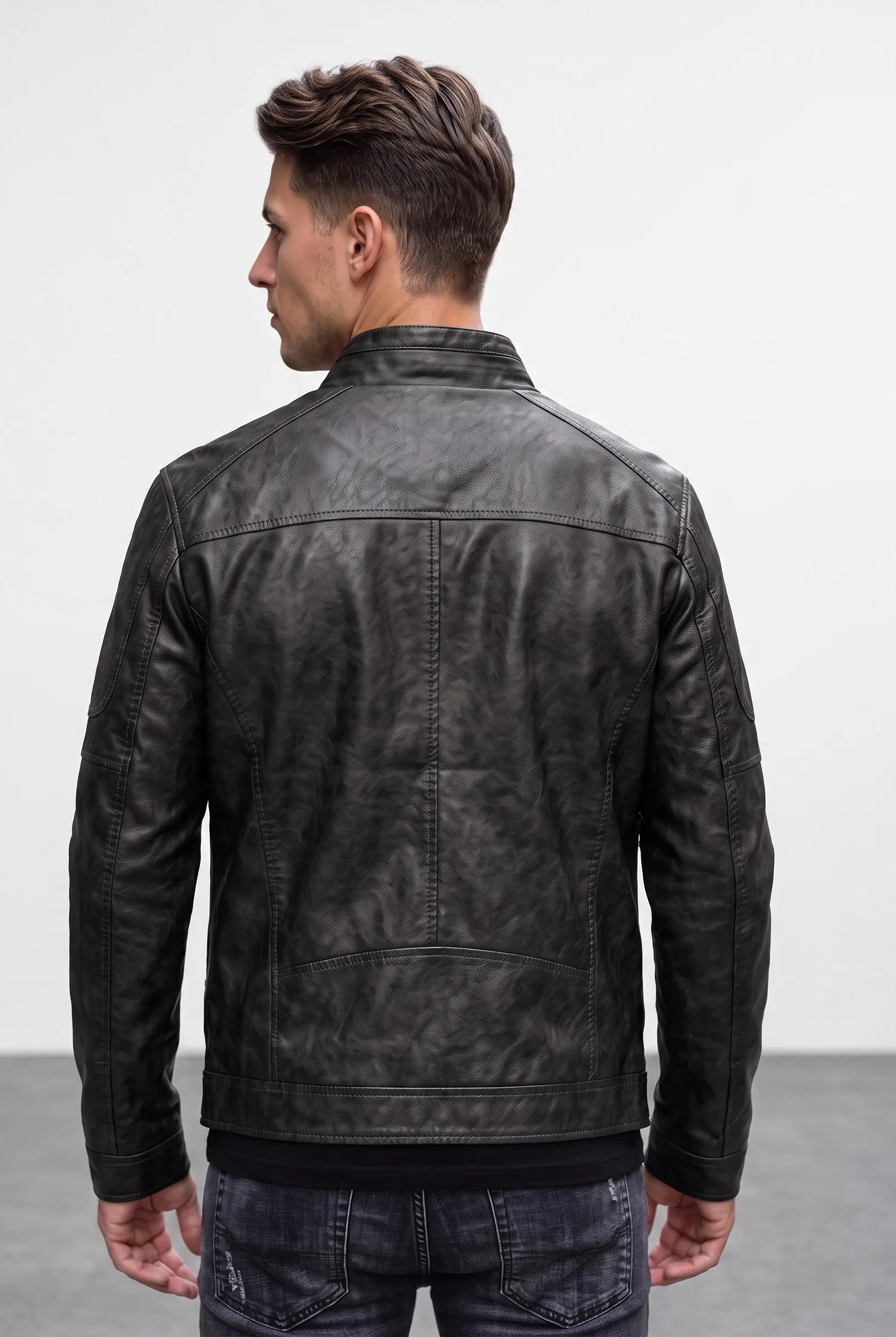 Giubbino Biker effetto pelle|Colore:Black