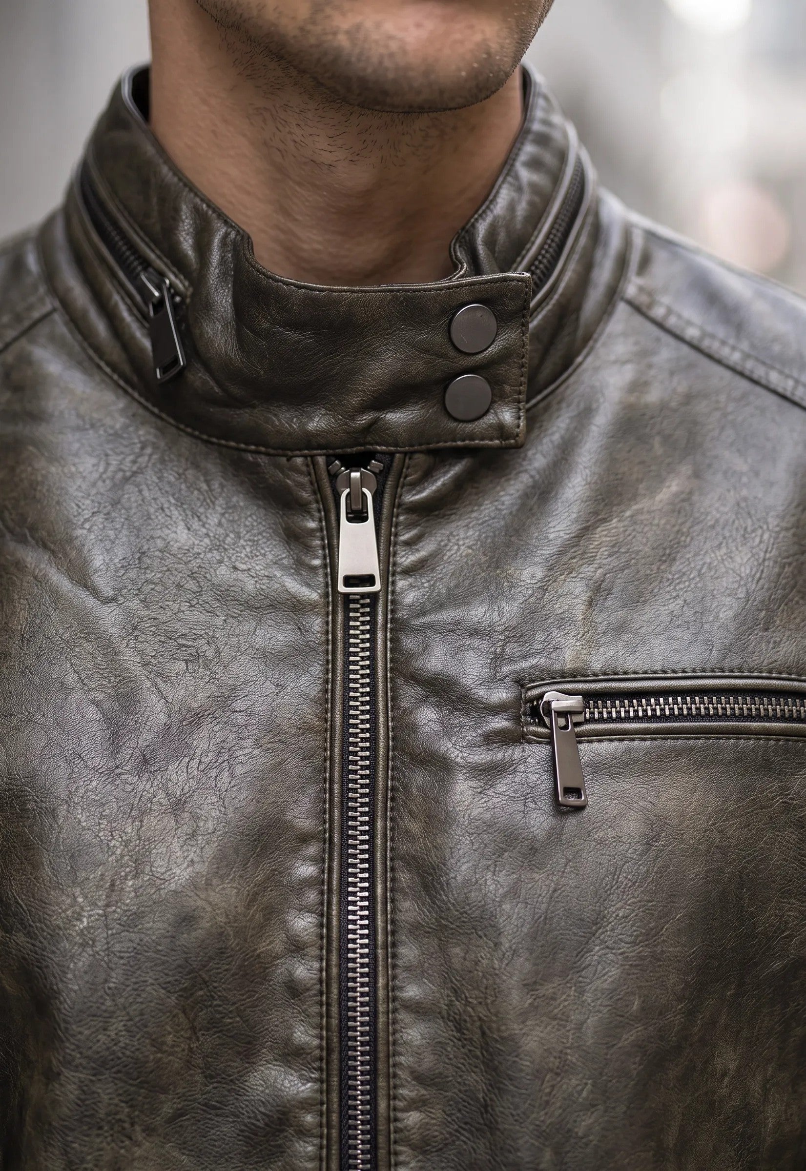 Giubbino Biker effetto pelle|Colore:Brown