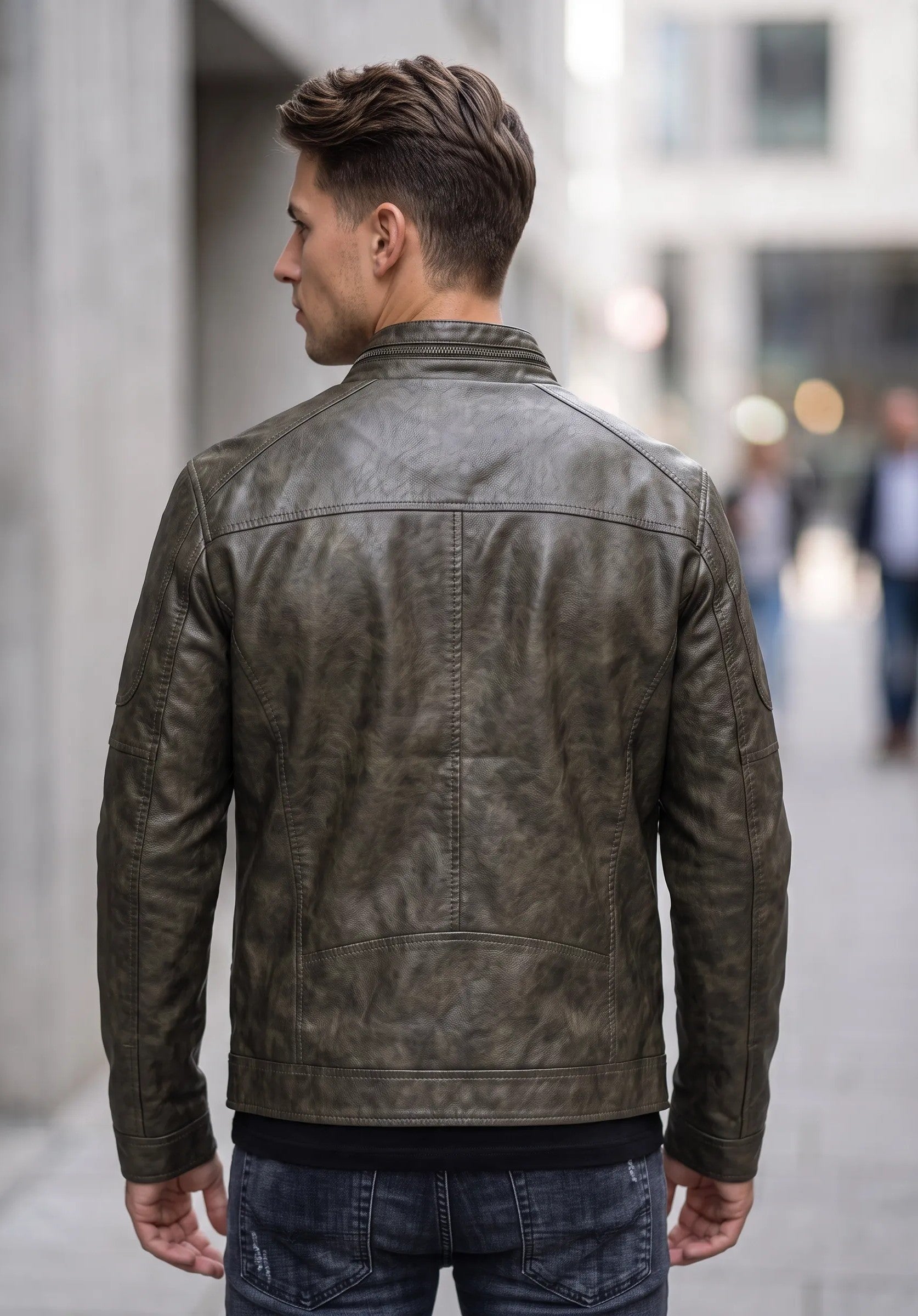 Giubbino Biker effetto pelle|Colore:Brown