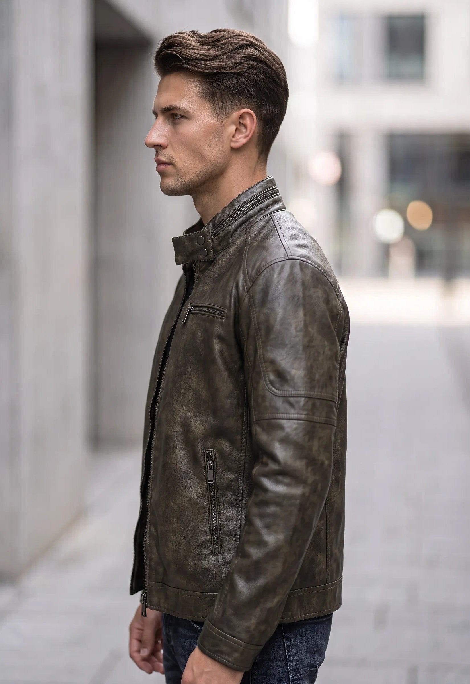 Giubbino Biker effetto pelle|Colore:Brown