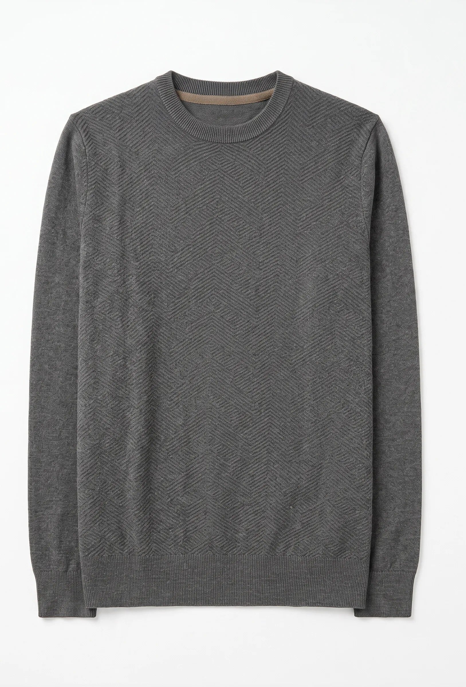 Maglia grircollo con lavorazione tono su tono|Colore:Dark grey melange