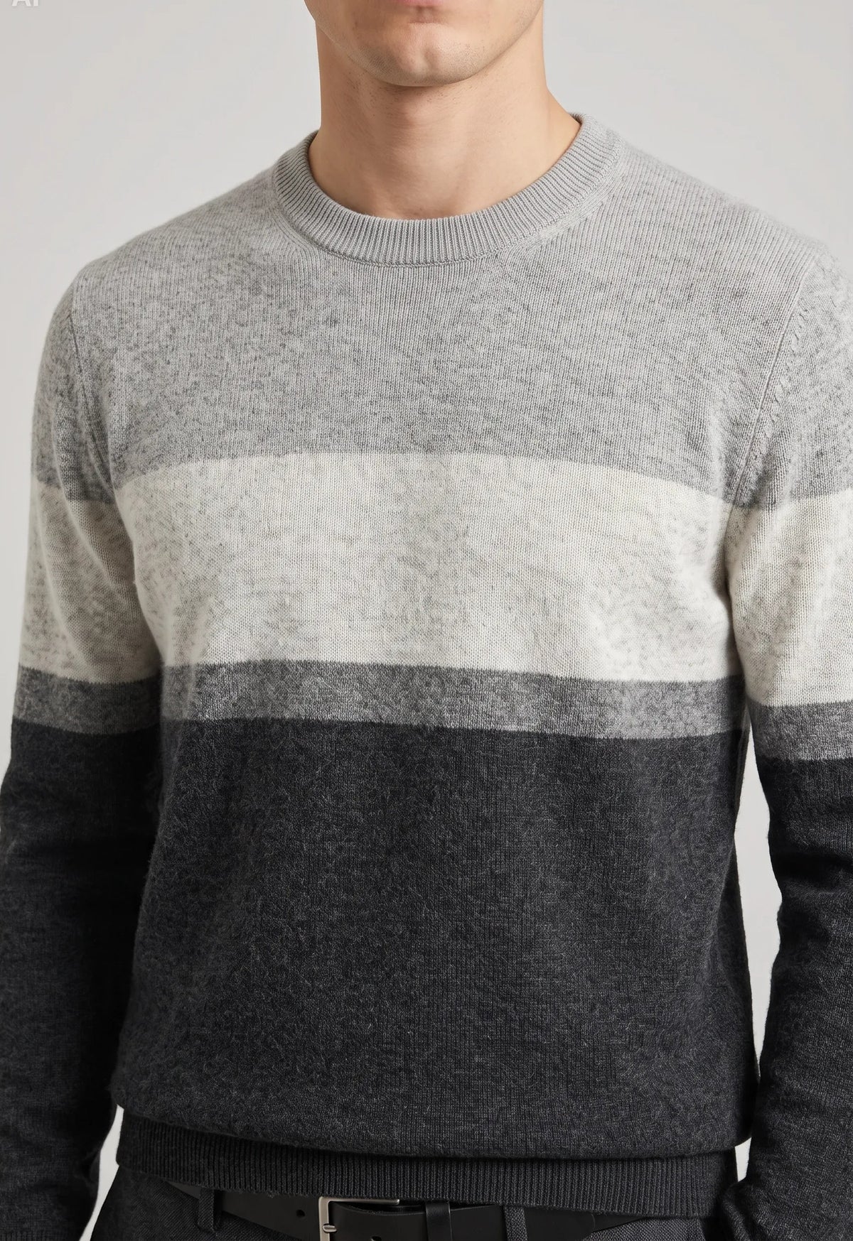 Maglia girocollo a fasce irregolari|Colore:Offwhite