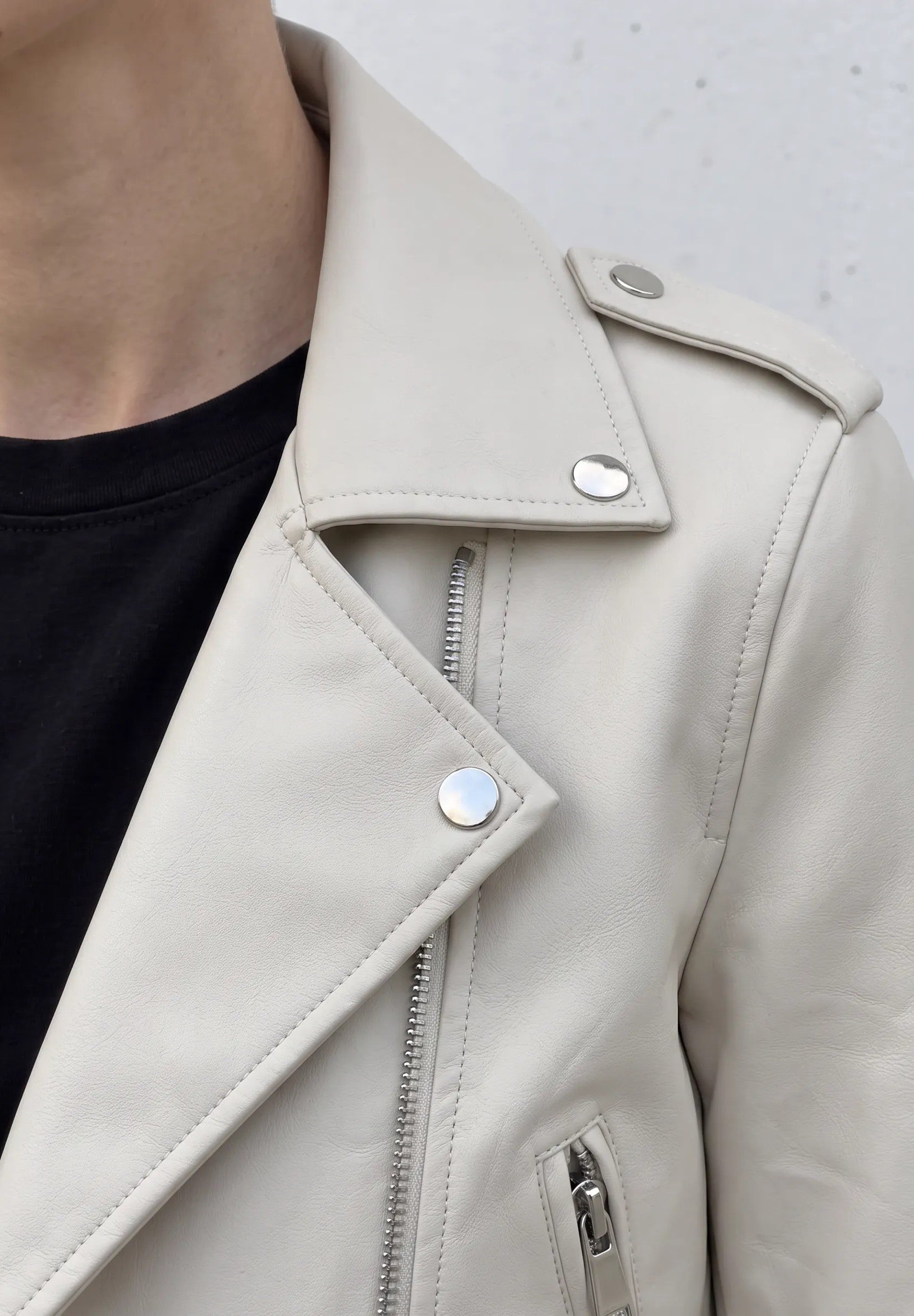 Giubbino Biker effetto pelle|Colore:Avorio