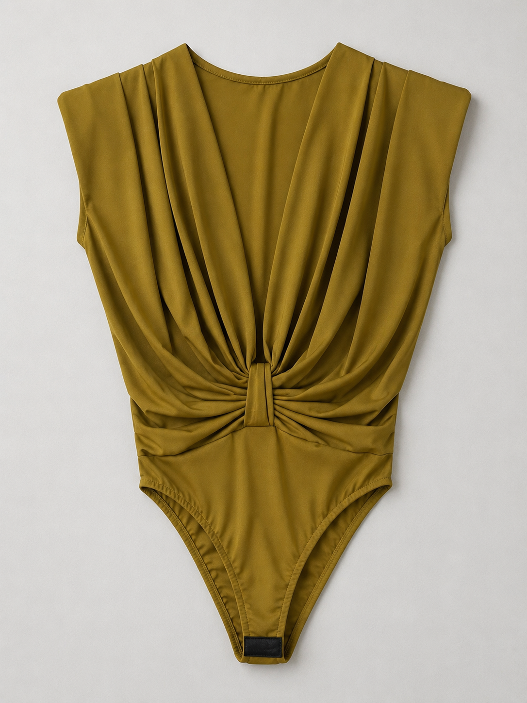 Body scollo a V con drappeggi|Colore:Olio