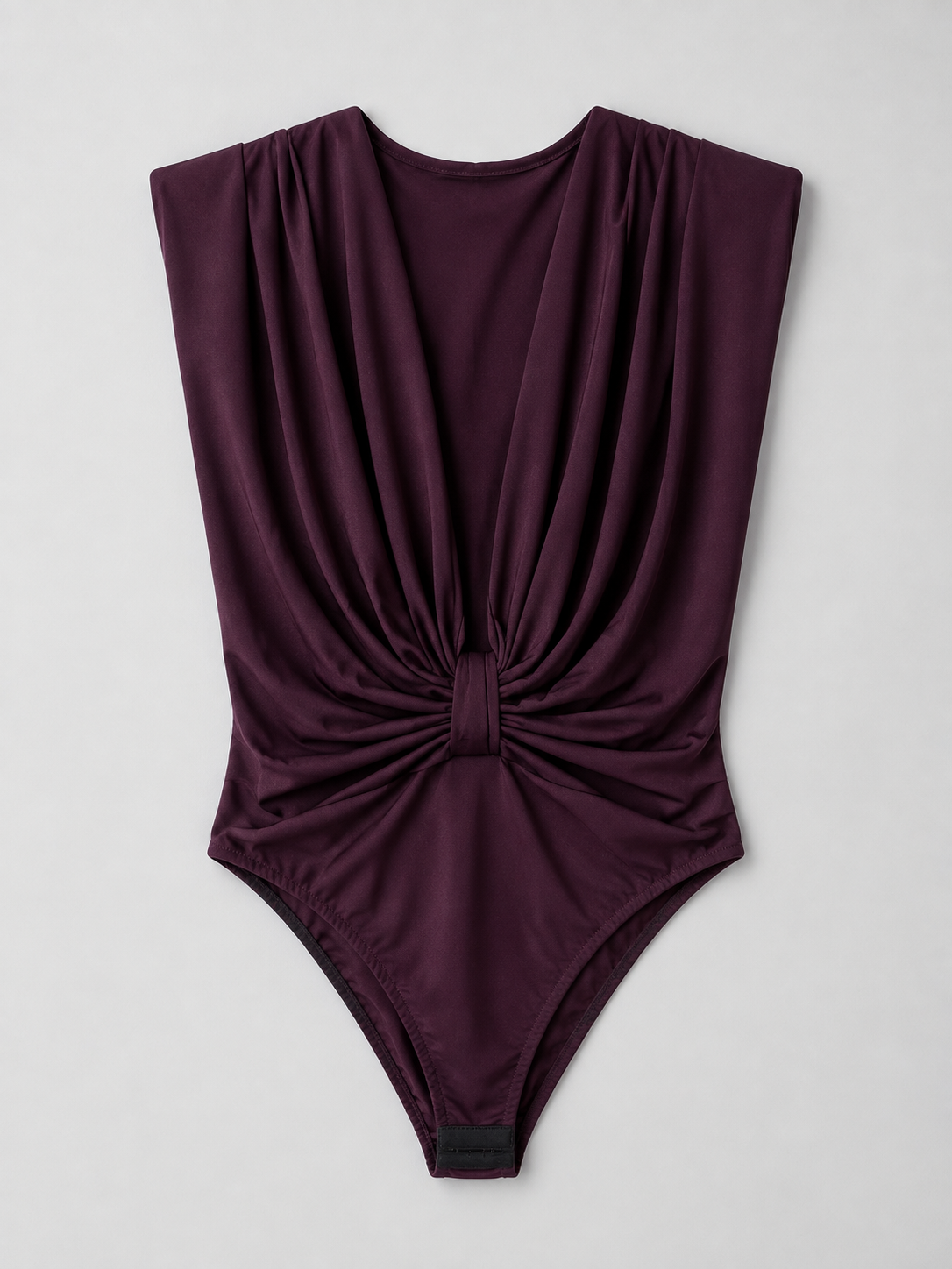 Body scollo a V con drappeggi|Colore:Prugna