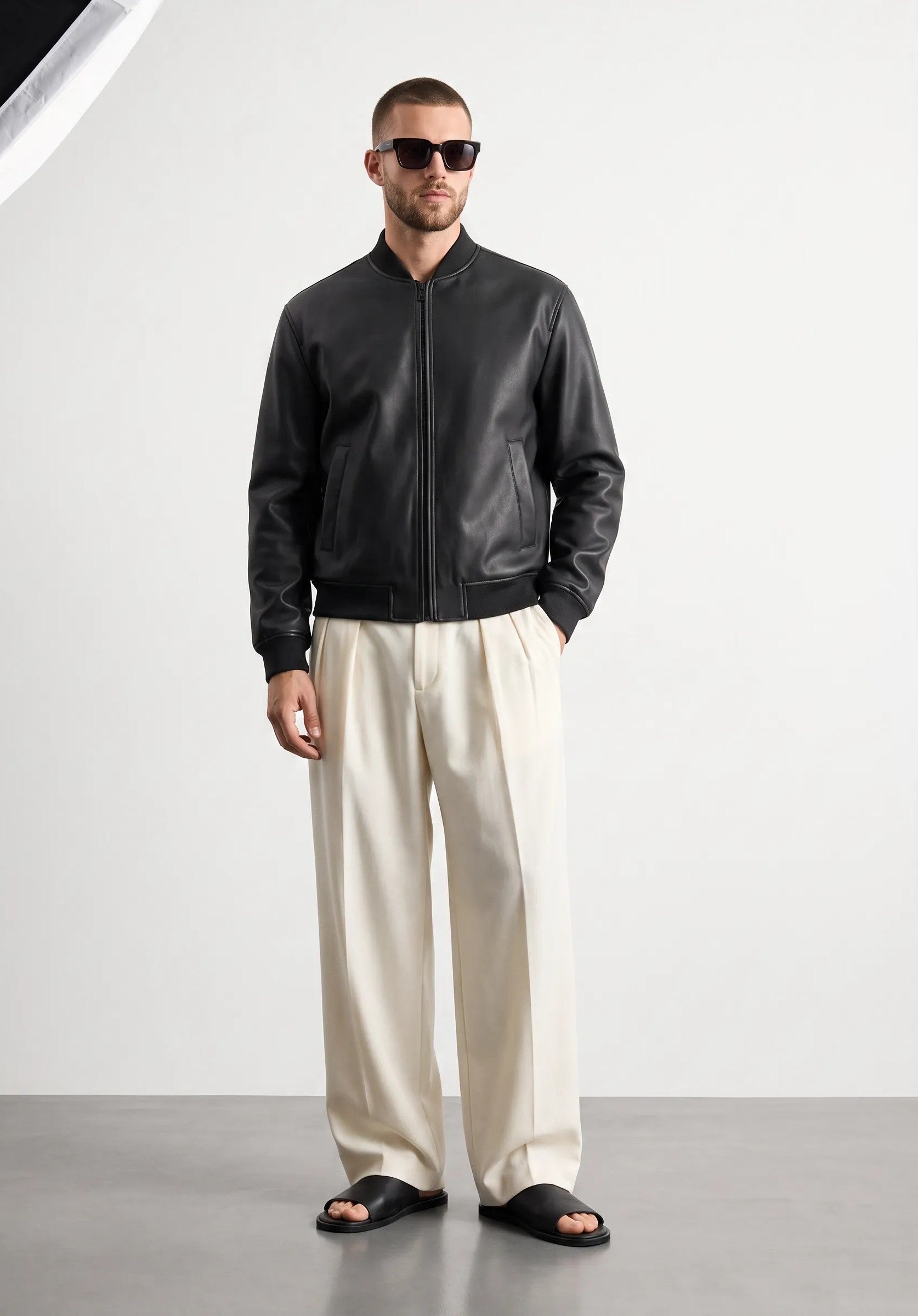 Bomber effetto pelle|Colore:Black