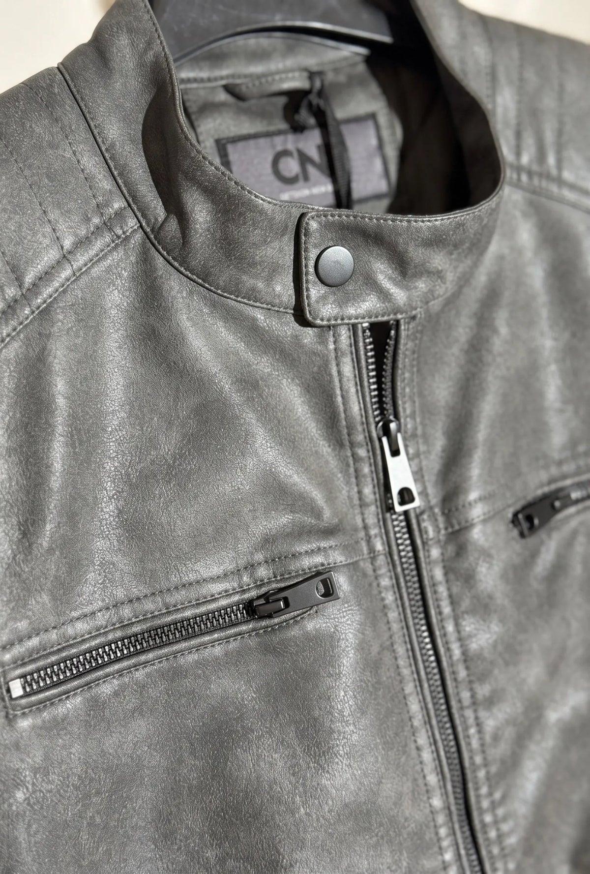 giubbotto biker effetto iused|Colore:Black