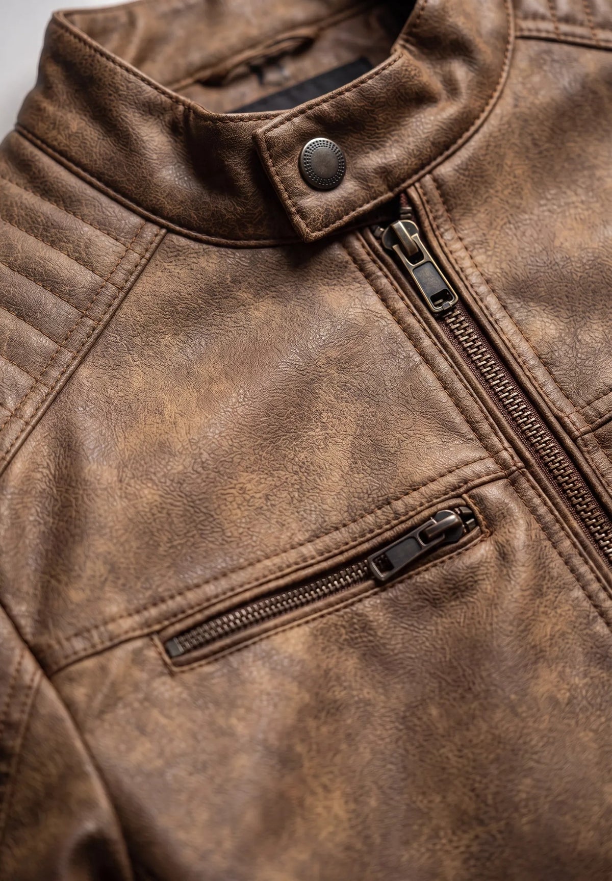 giubbotto biker effetto iused|Colore:Cuoio