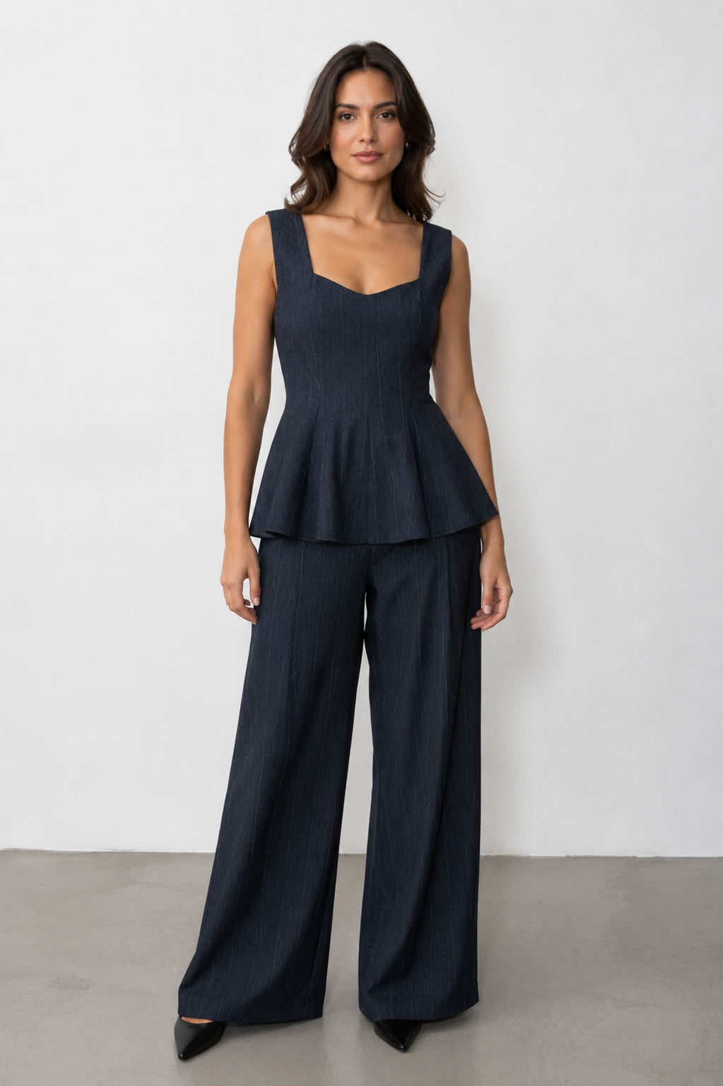 Top peplum effetto denim |Colore:Jeans
