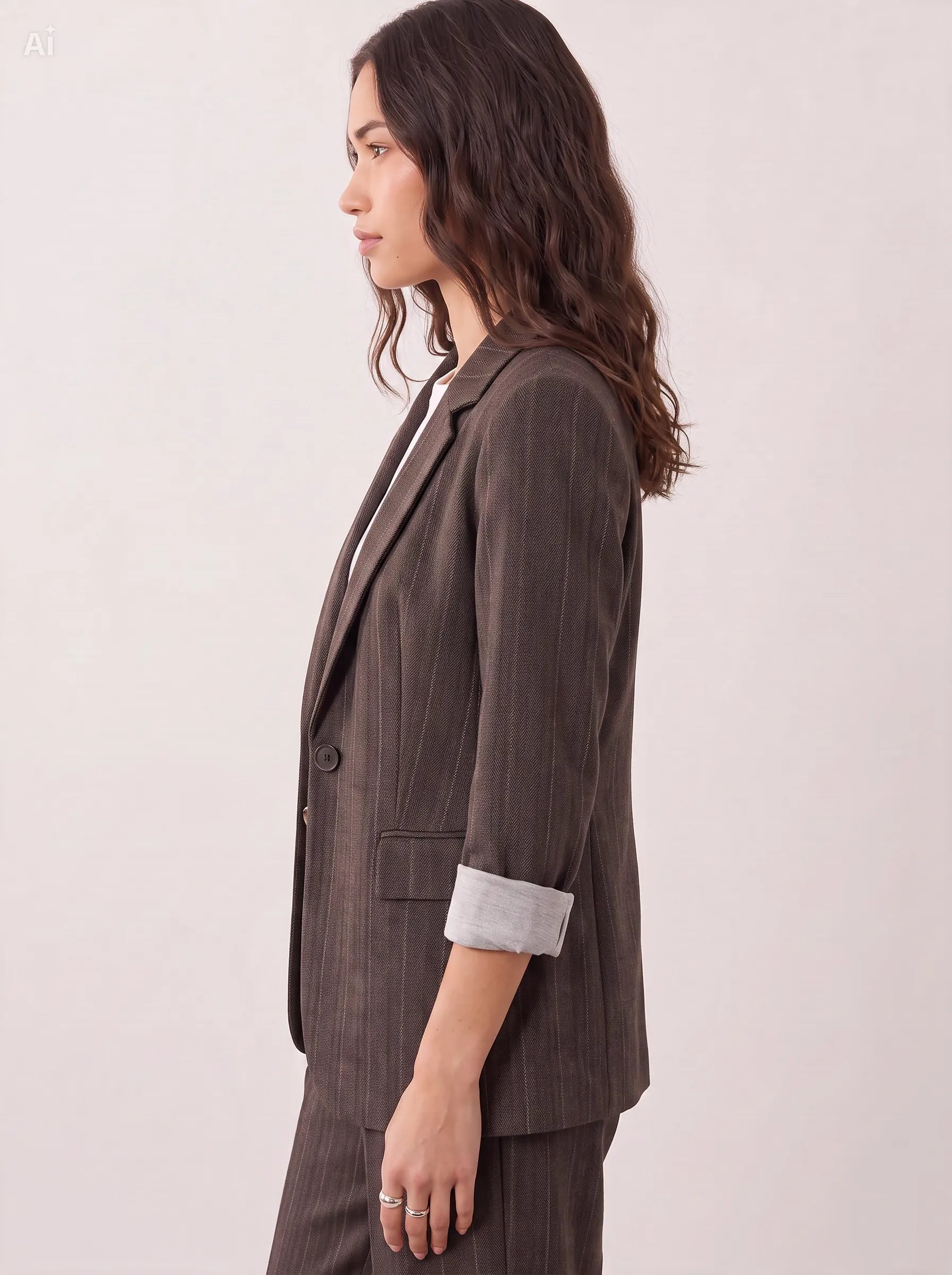 Giacca effetto denim gessato|Colore:Marrone