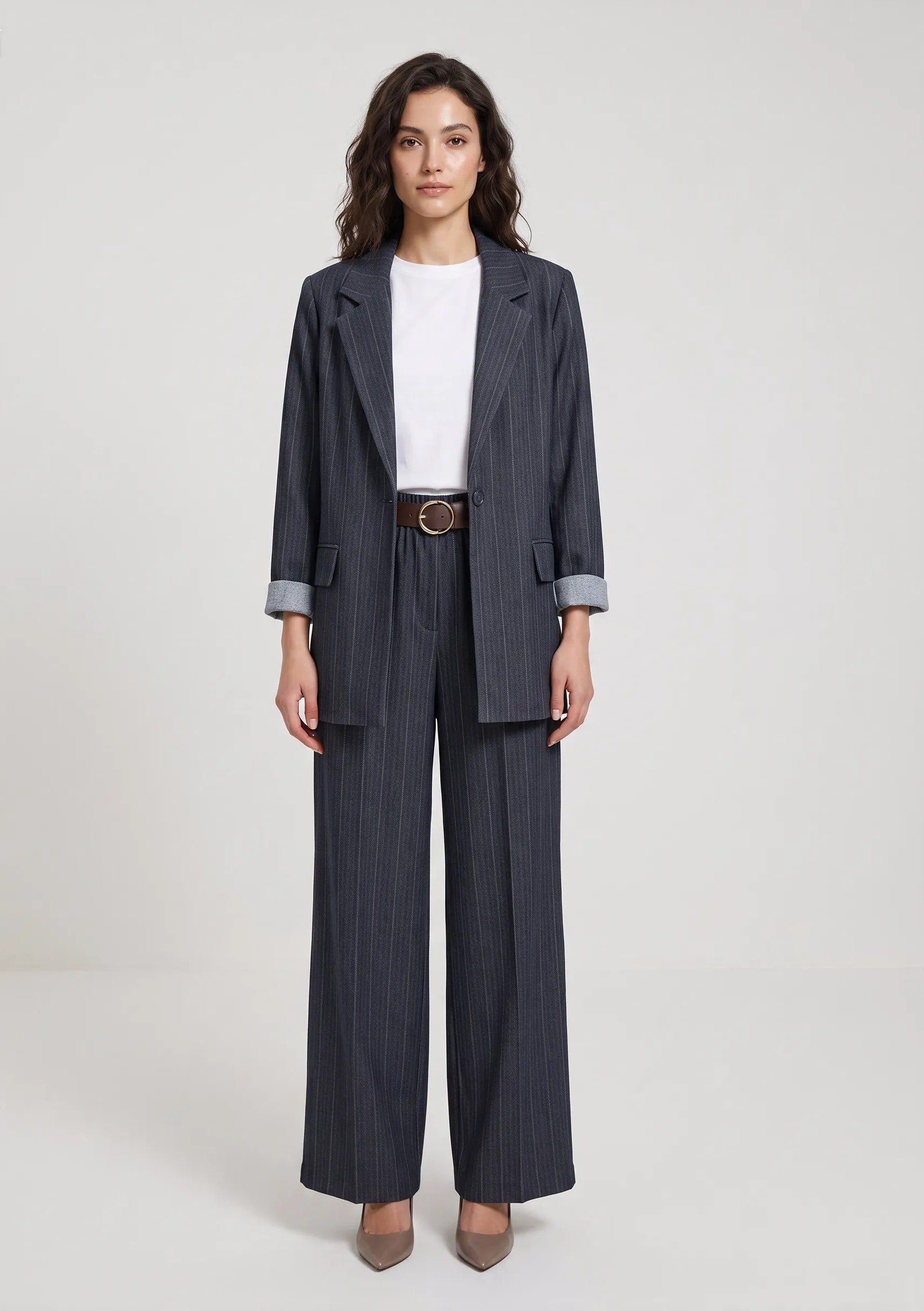 Giacca effetto denim gessato|Colore:Jeans