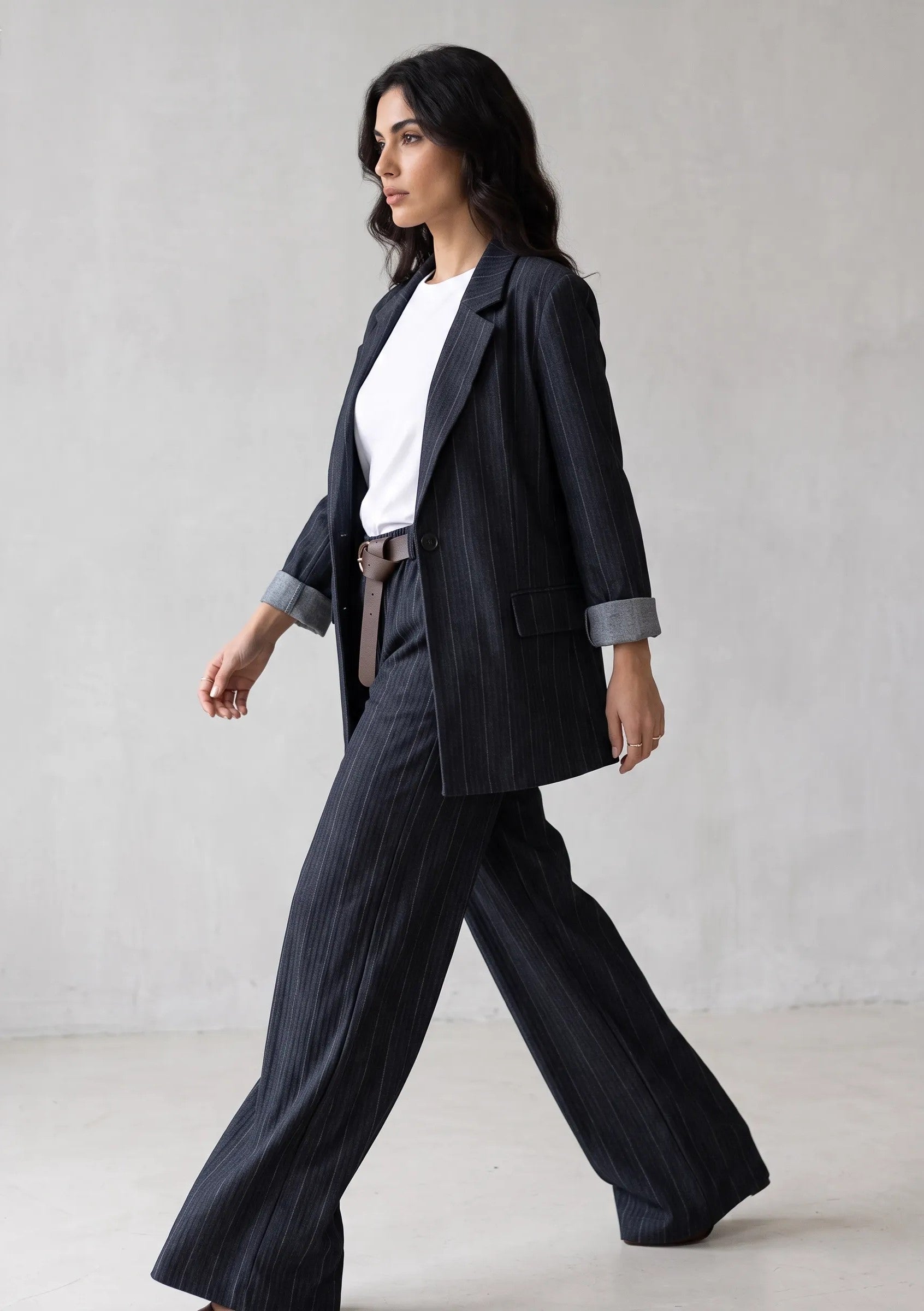 Giacca effetto denim gessato|Colore:Jeans