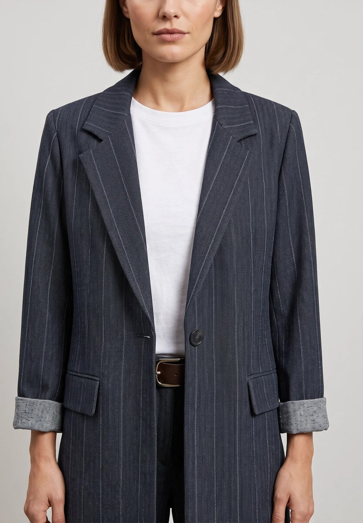Giacca effetto denim gessato|Colore:Jeans