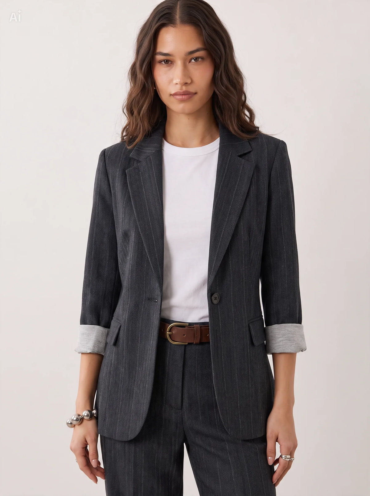 Giacca effetto denim gessato|Colore:Jeans