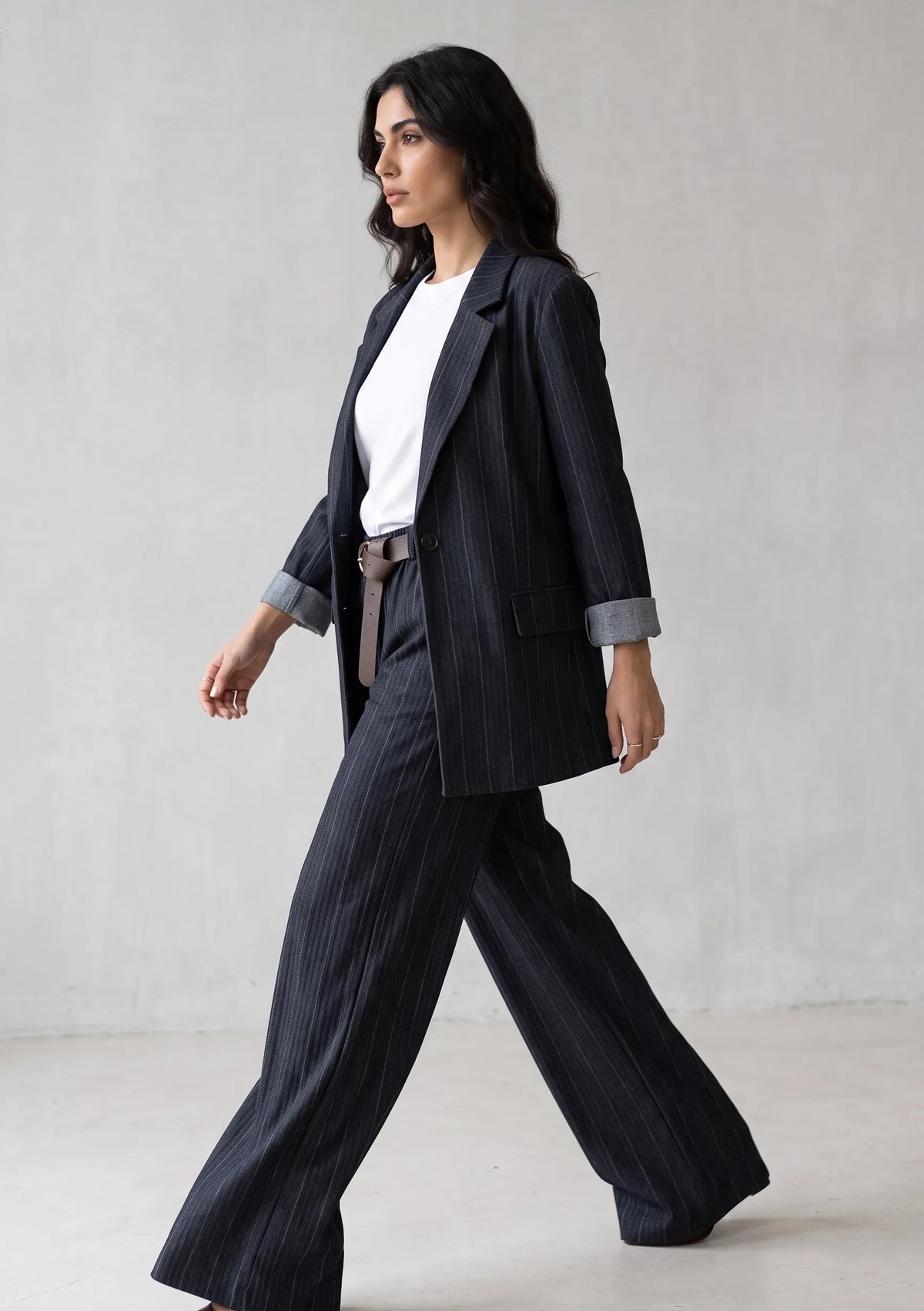 Pantalone gessato effetto denim|Colore:Jeans