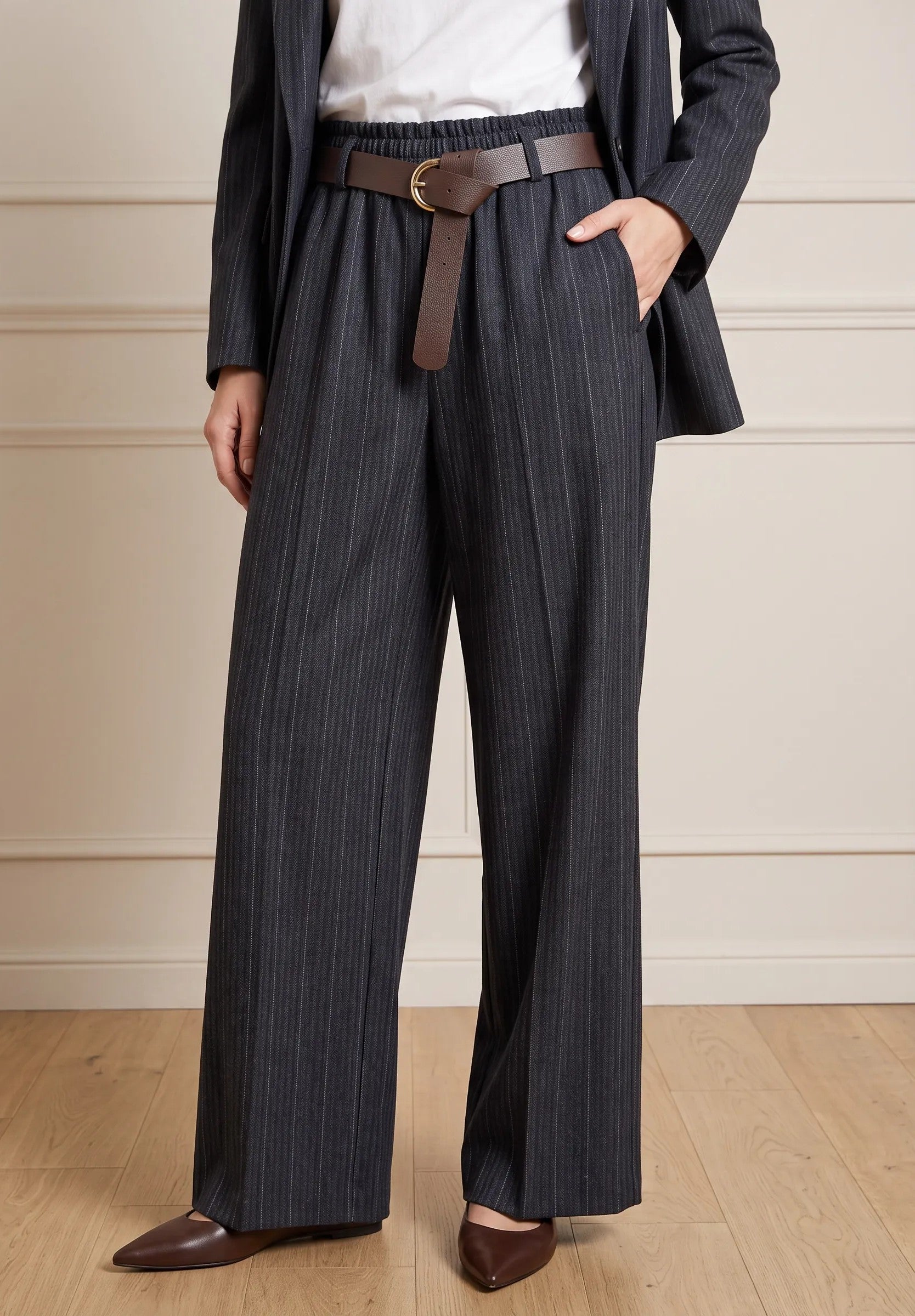 Pantalone gessato effetto denim|Colore:Jeans