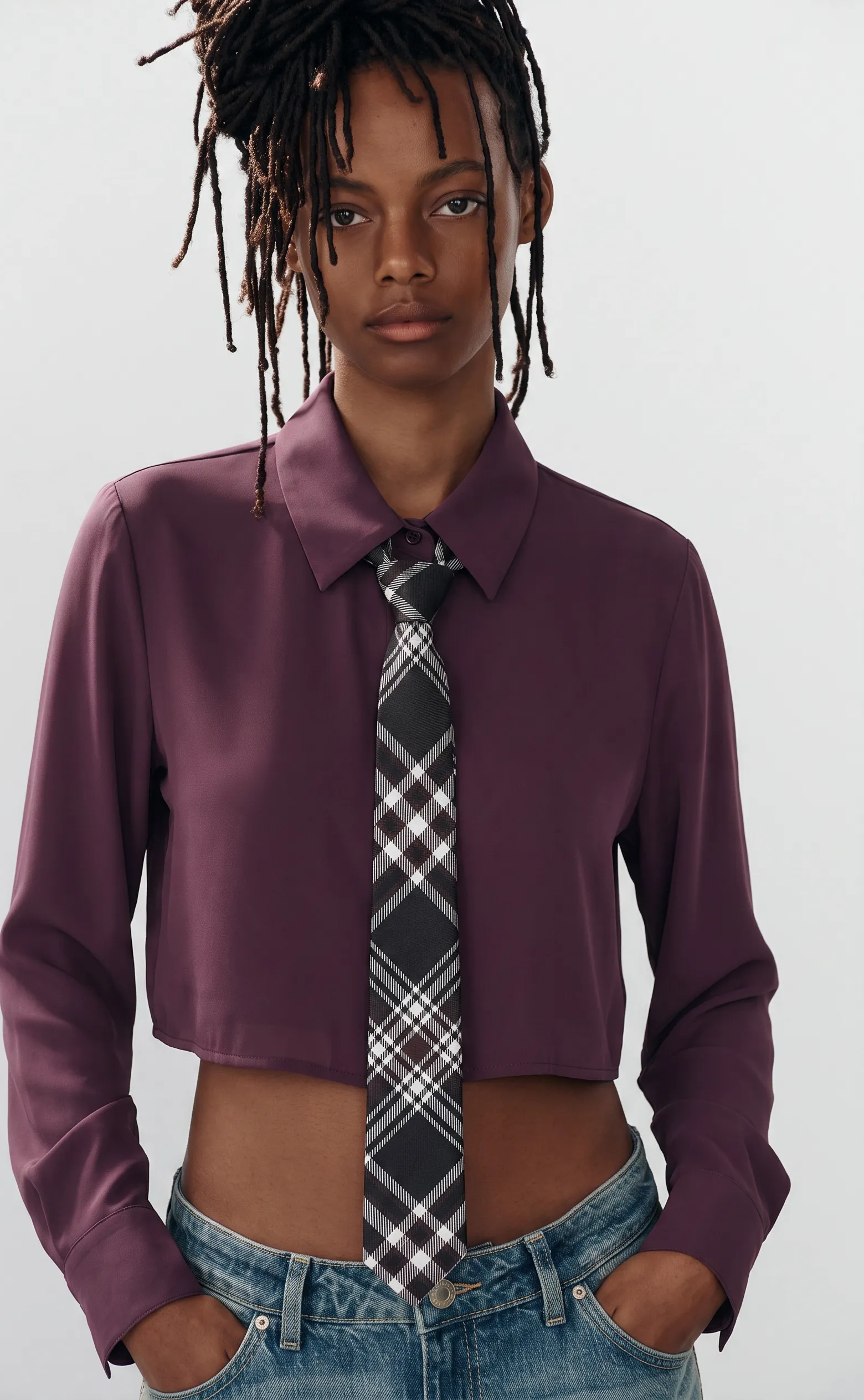 Camicia con cravatta|Colore:Prugna