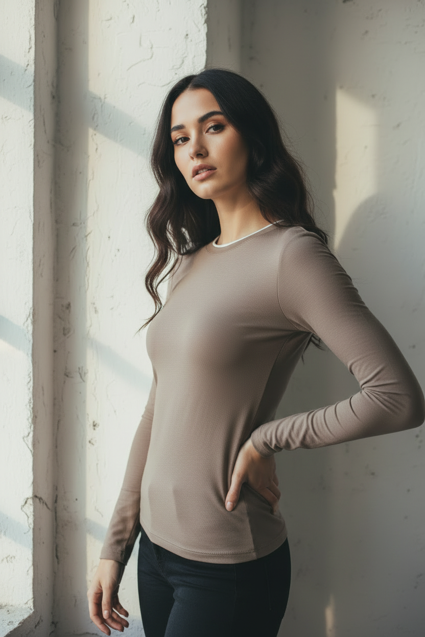 Maglia doppio collo|Colore:Fango