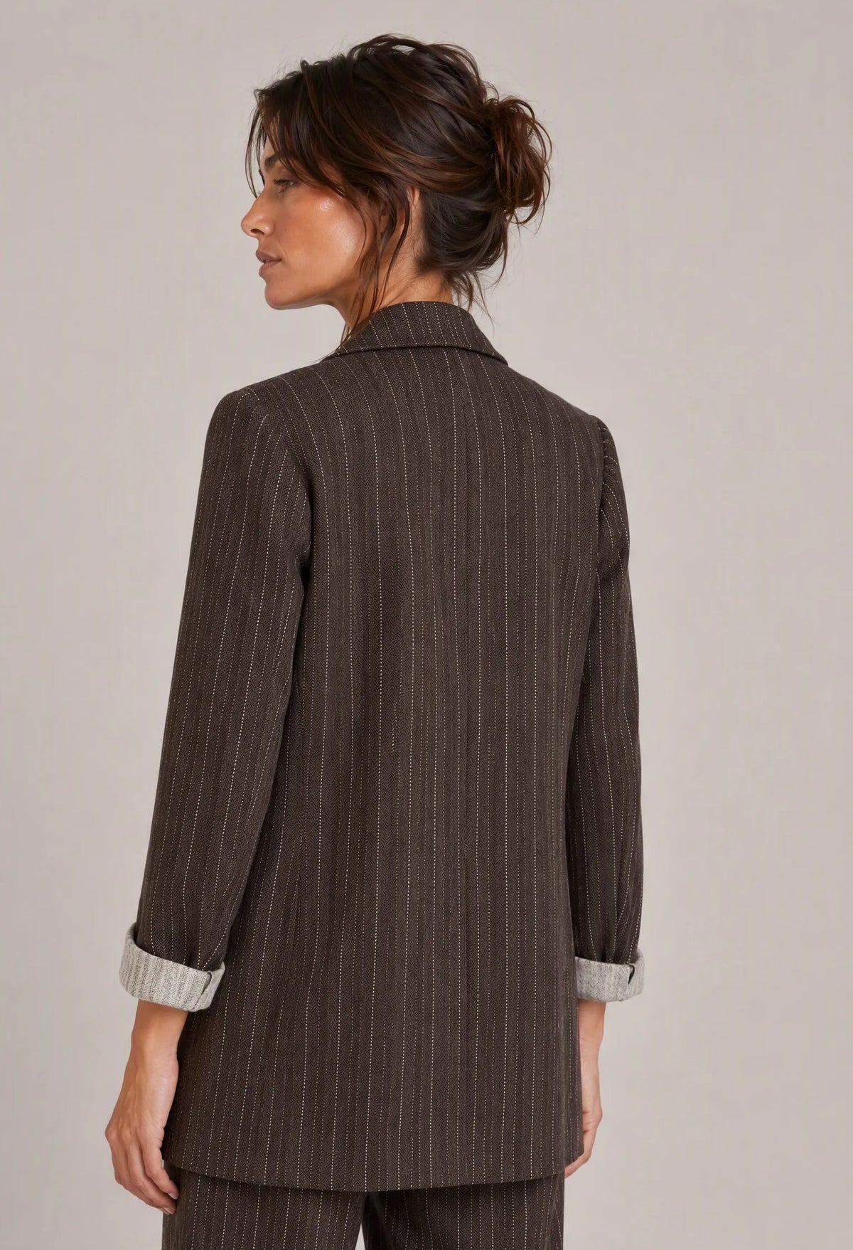 Giacca effetto denim gessato|Colore:Marrone