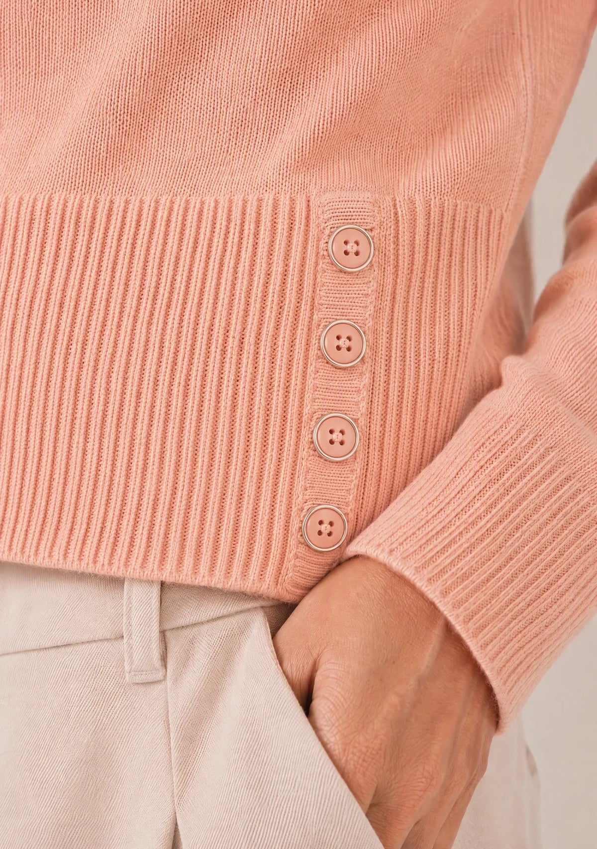 Maglia con bottoni sui fianchi|Colore:Blush