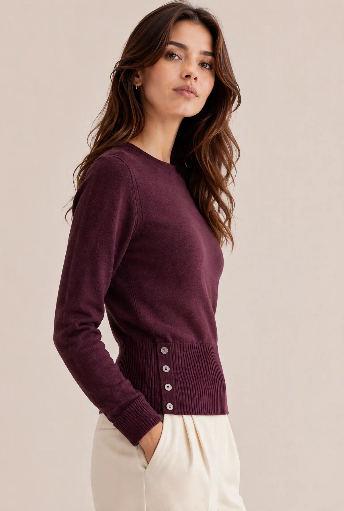 Maglia con bottoni sui fianchi|Colore:Burgundy