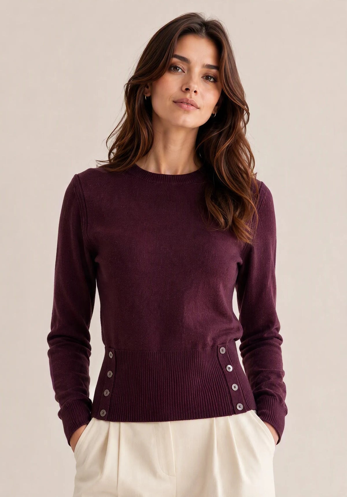 Maglia con bottoni sui fianchi|Colore:Burgundy