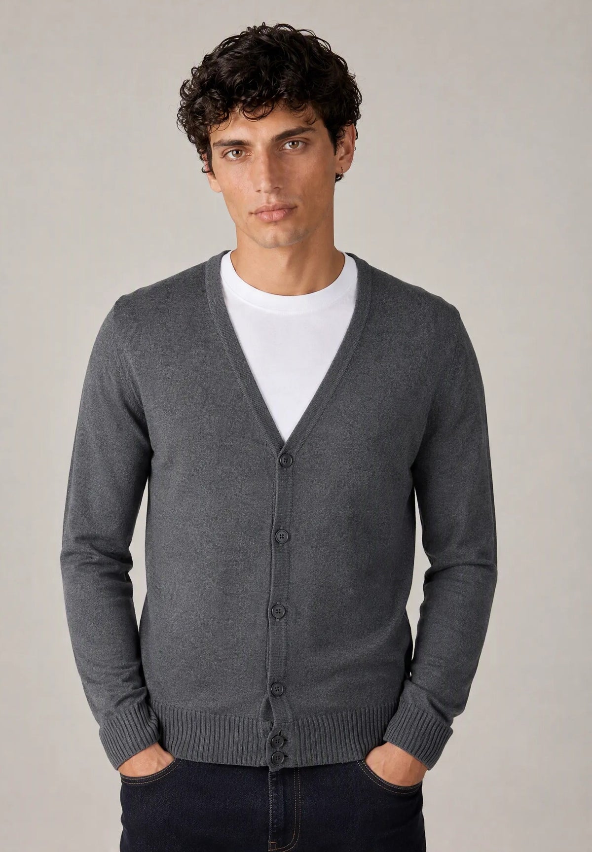 Cardigan basic |Colore:Dark grey melange