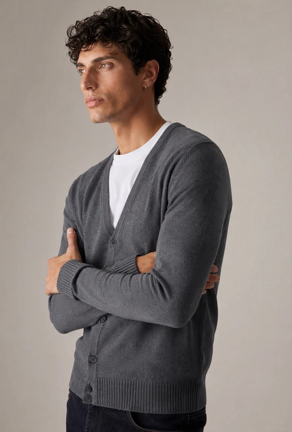 Cardigan basic |Colore:Dark grey melange