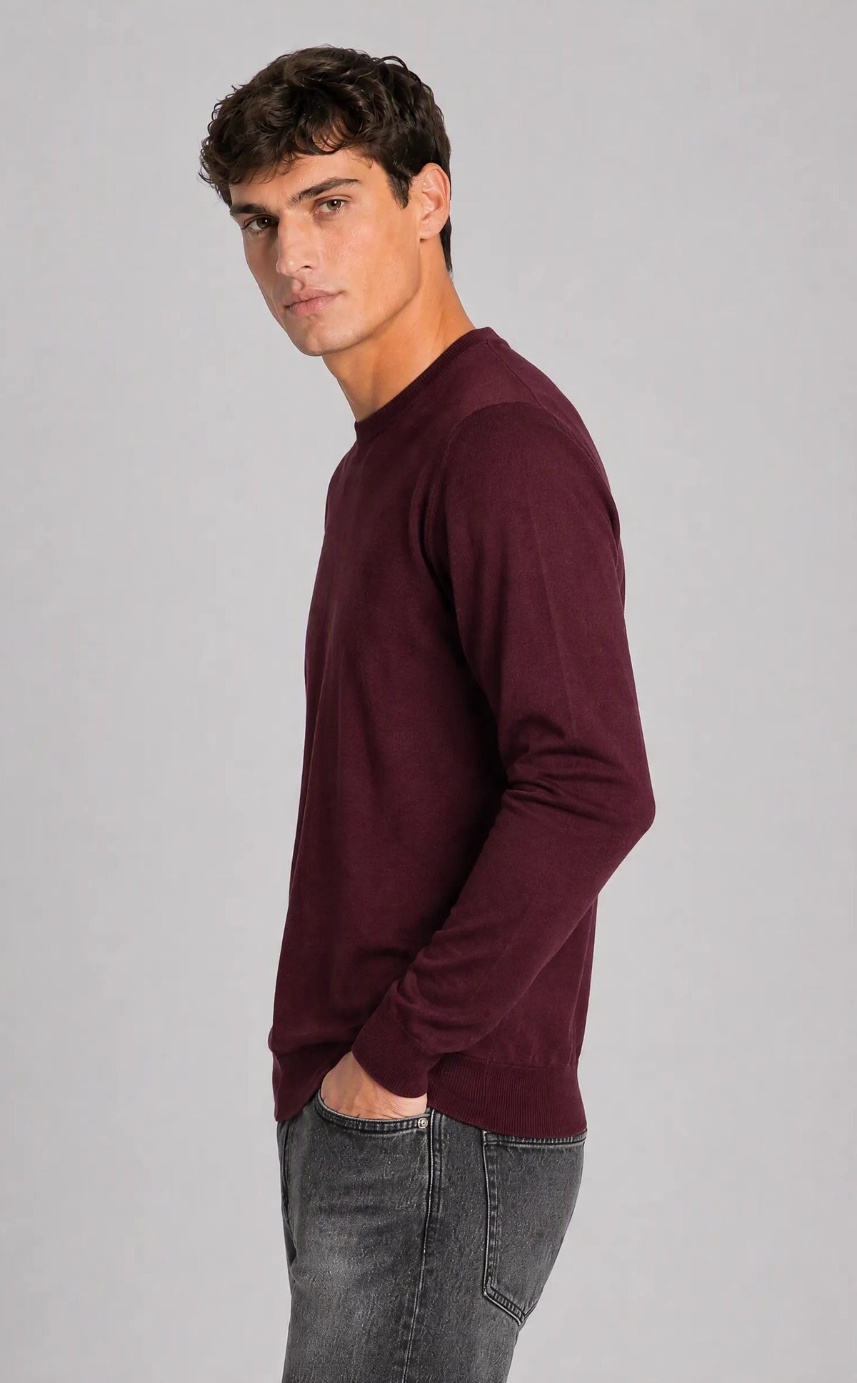 Maglia girocollo basic|Colore:Bordeaux
