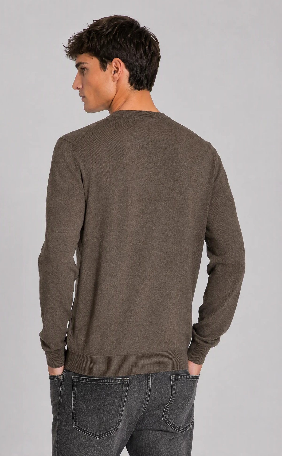 Maglia girocollo basic|Colore:Mud melange