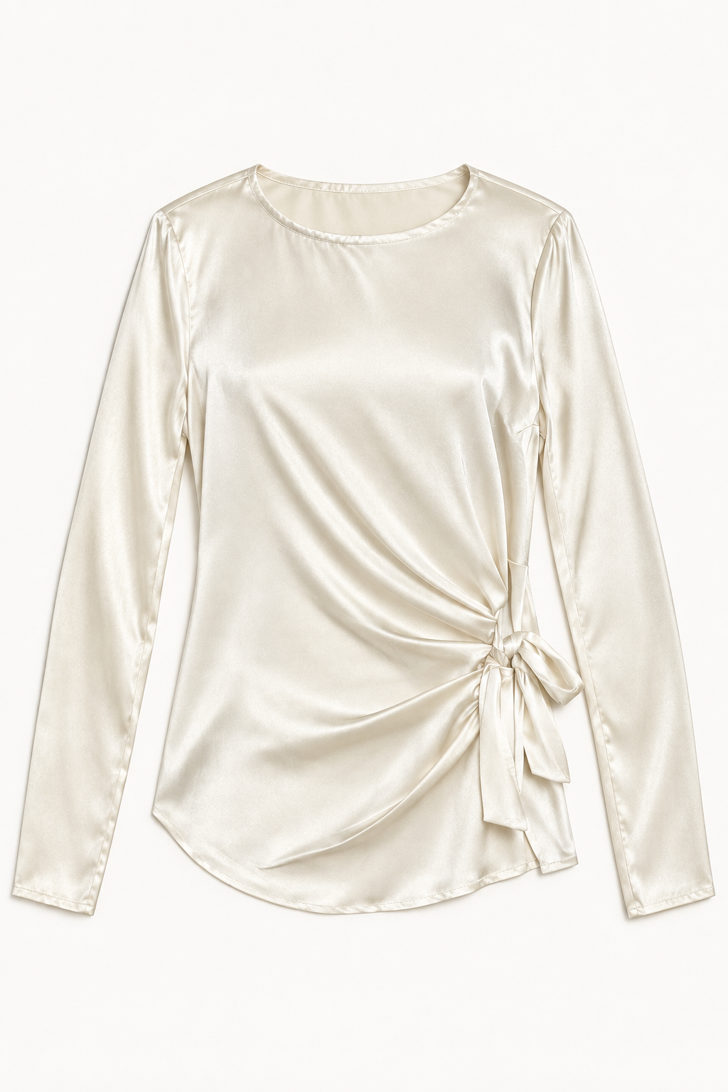 Camicia effeto raso con nodo laterale|Colore:Burro