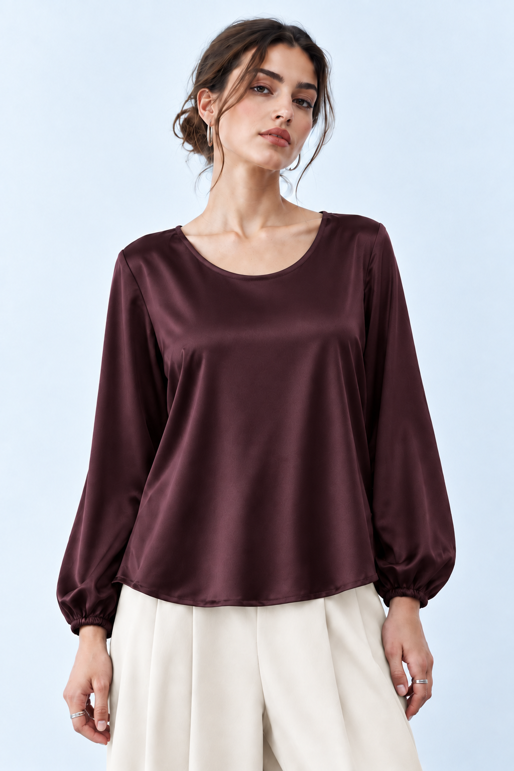 Blusa con maniche ampie|Colore:Amarone