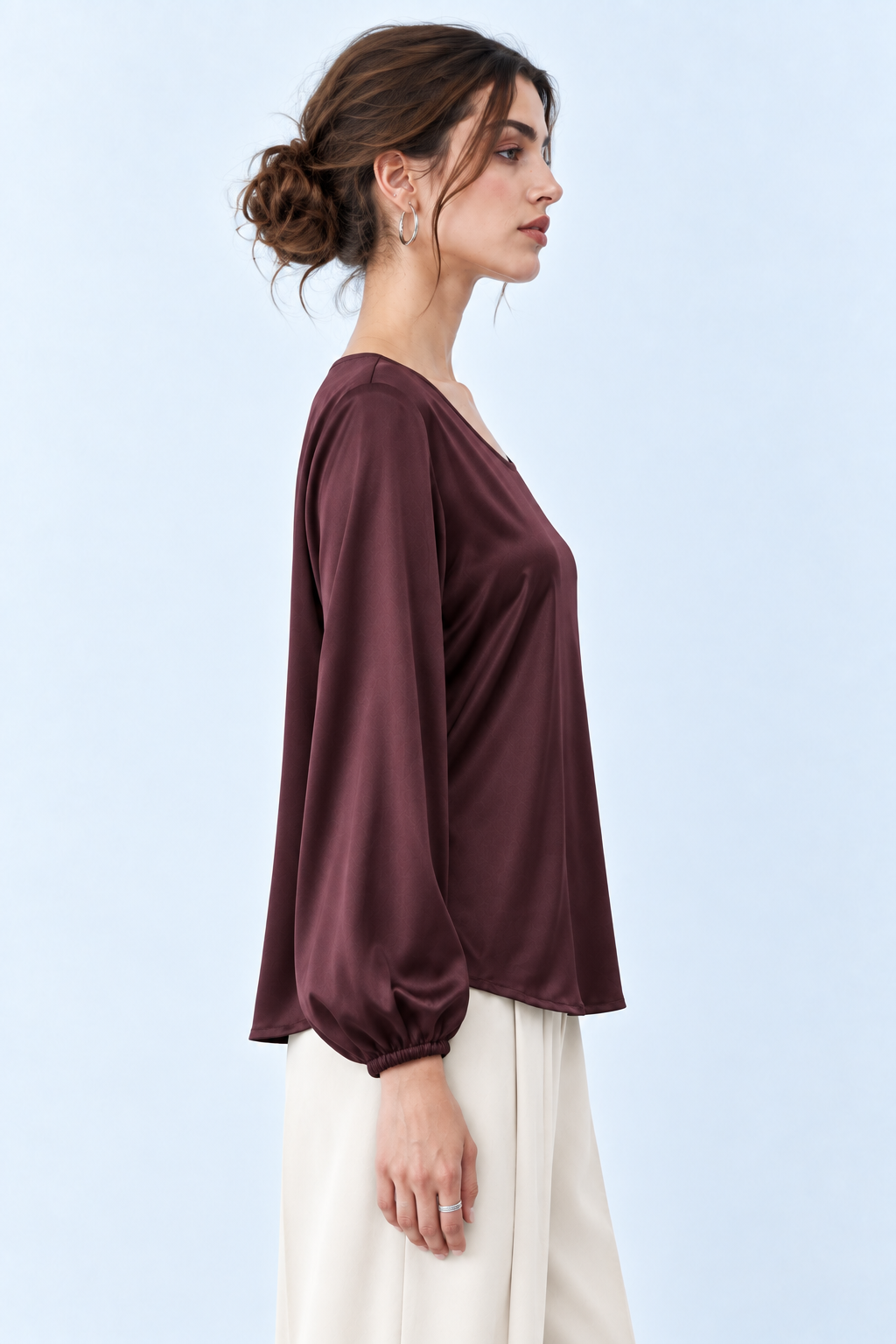 Blusa con maniche ampie|Colore:Amarone