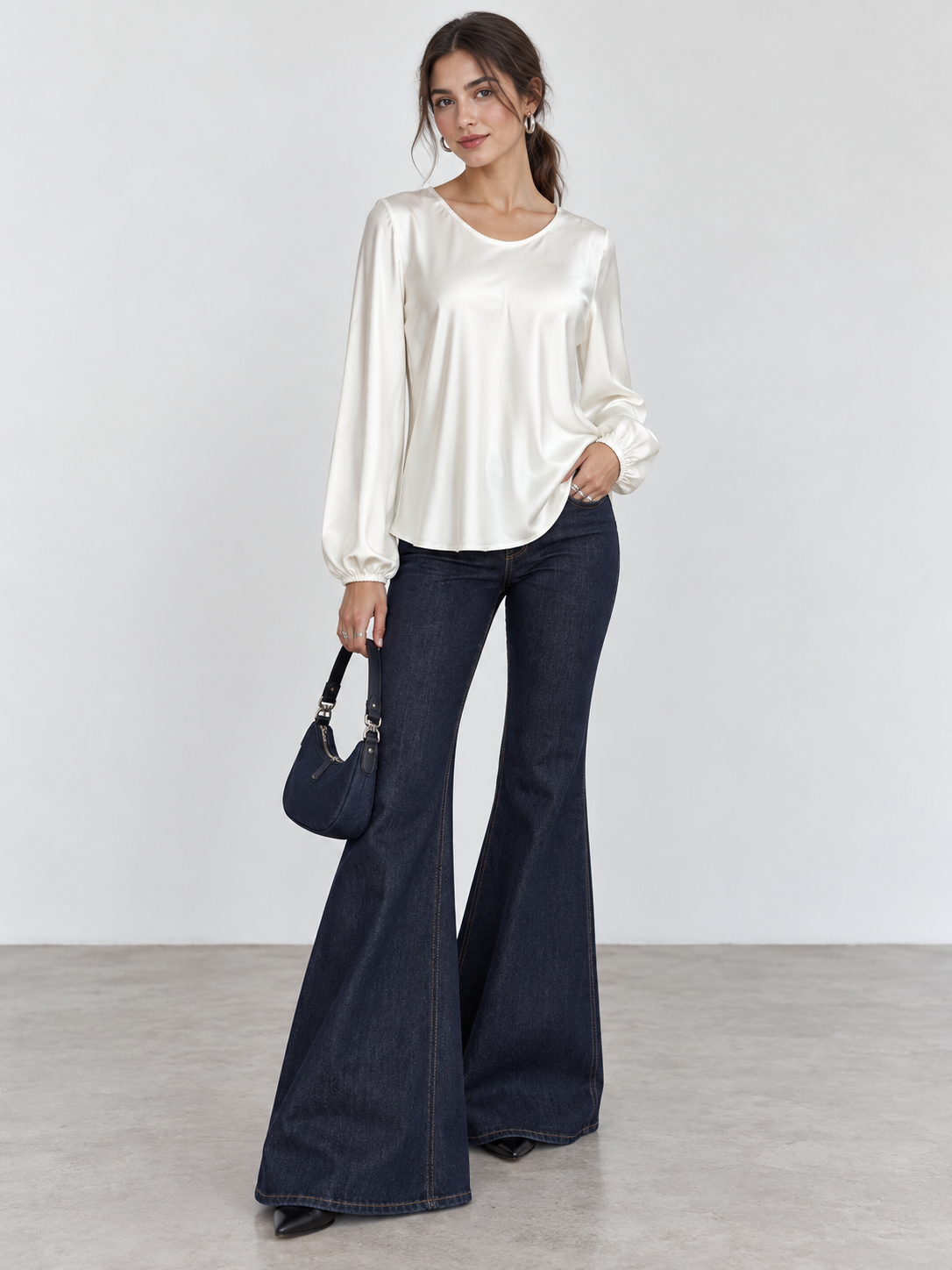 Blusa con maniche ampie|Colore:Burro