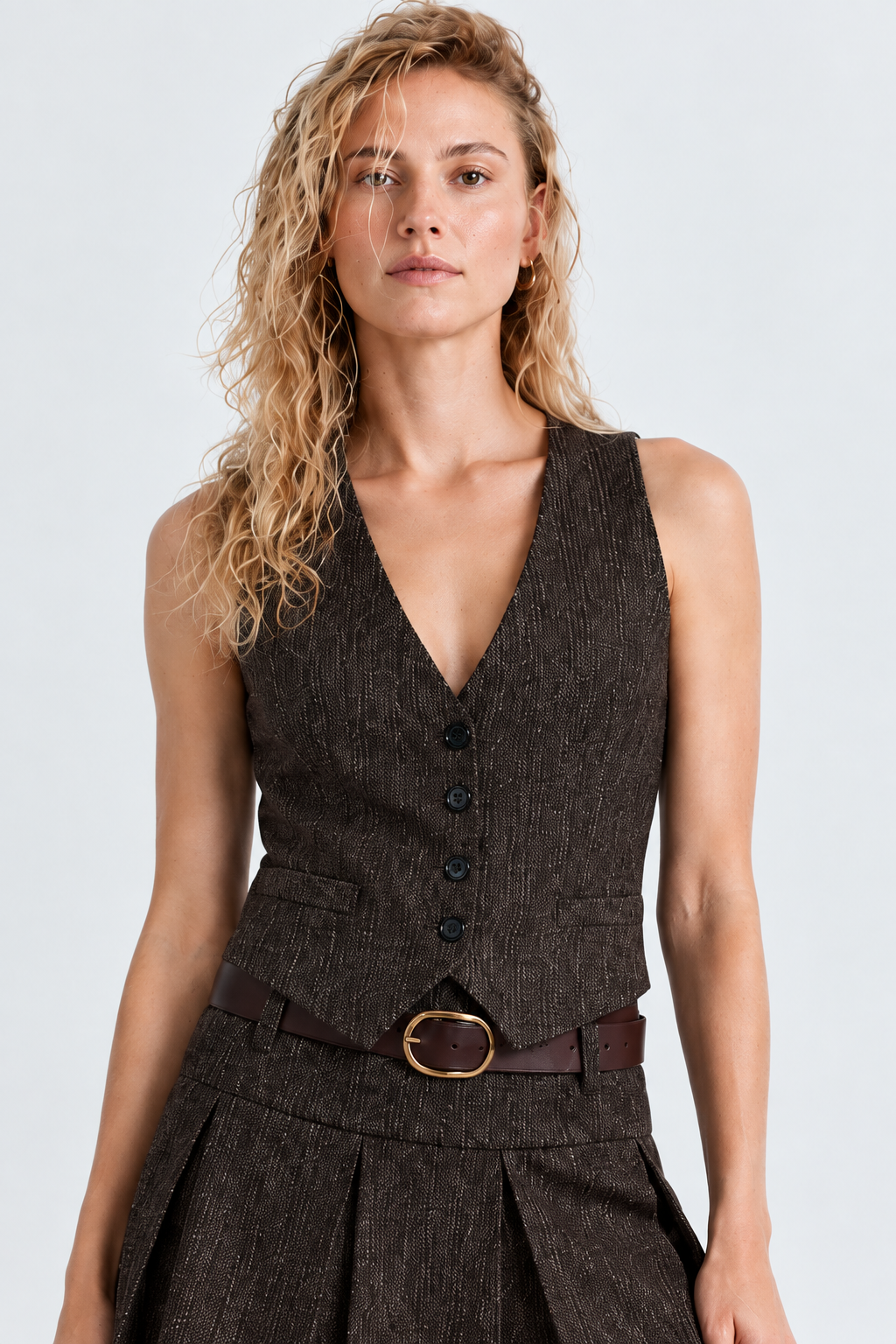 Gilet gessato|Colore:Marrone