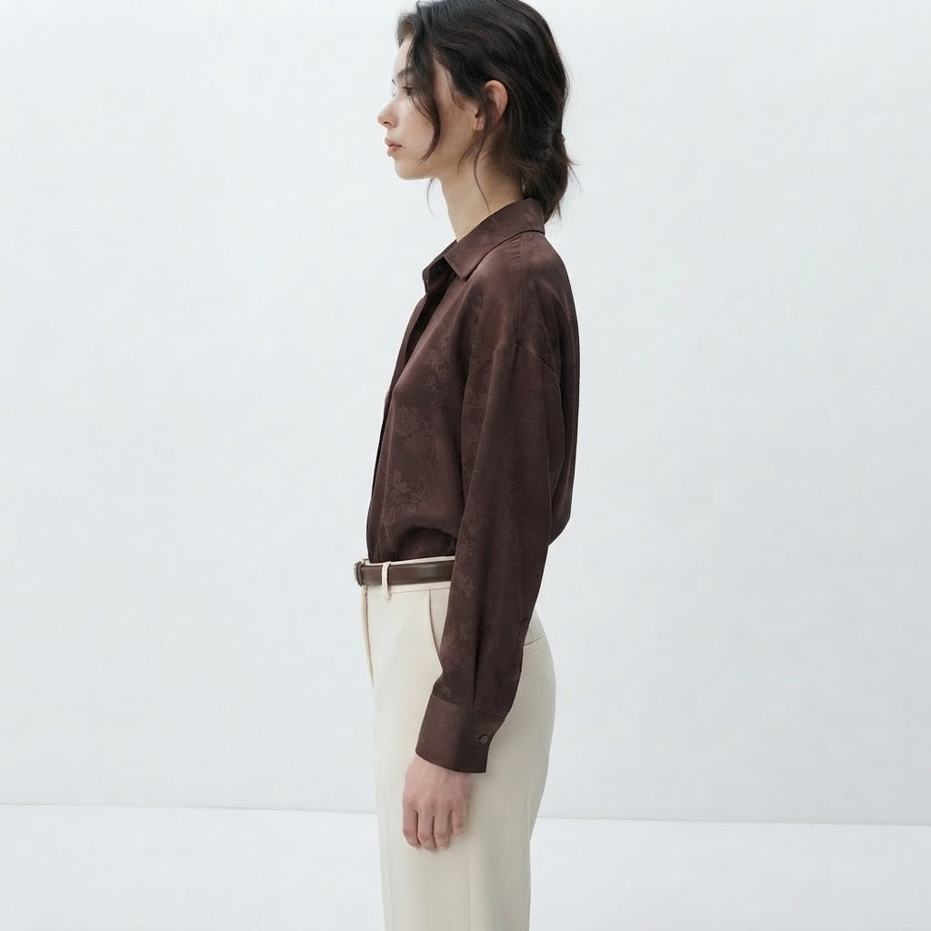 Camicia satinata |Colore:Marrone