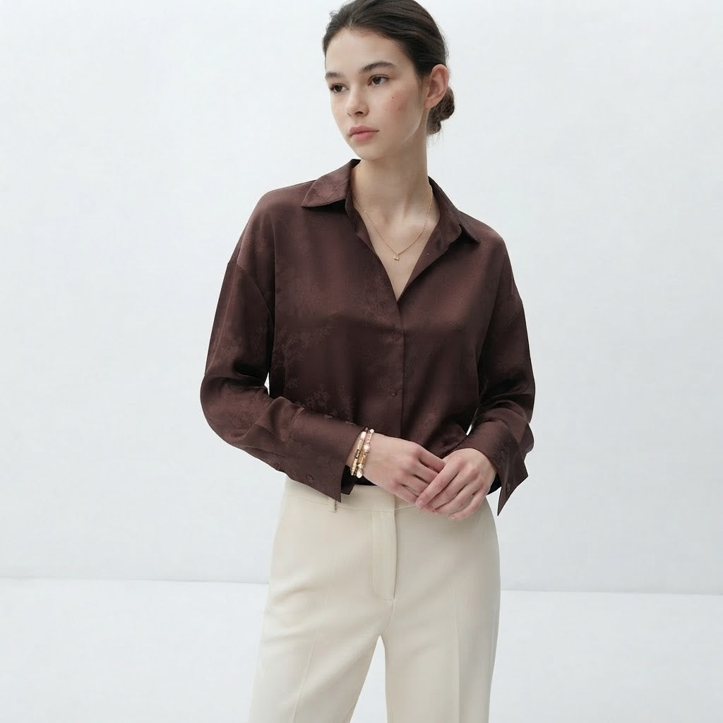 Camicia satinata |Colore:Marrone