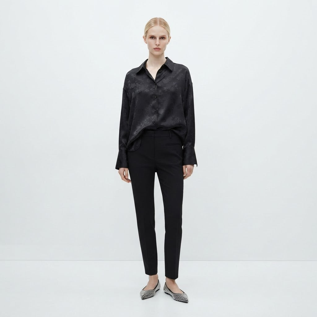 Camicia satinata |Colore:Nero